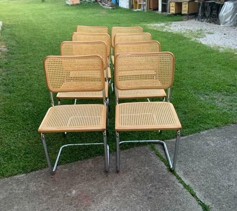 Mid Century Modern Italian Marcel Breuer B32 Cesca Chair, 70s Set Of 8