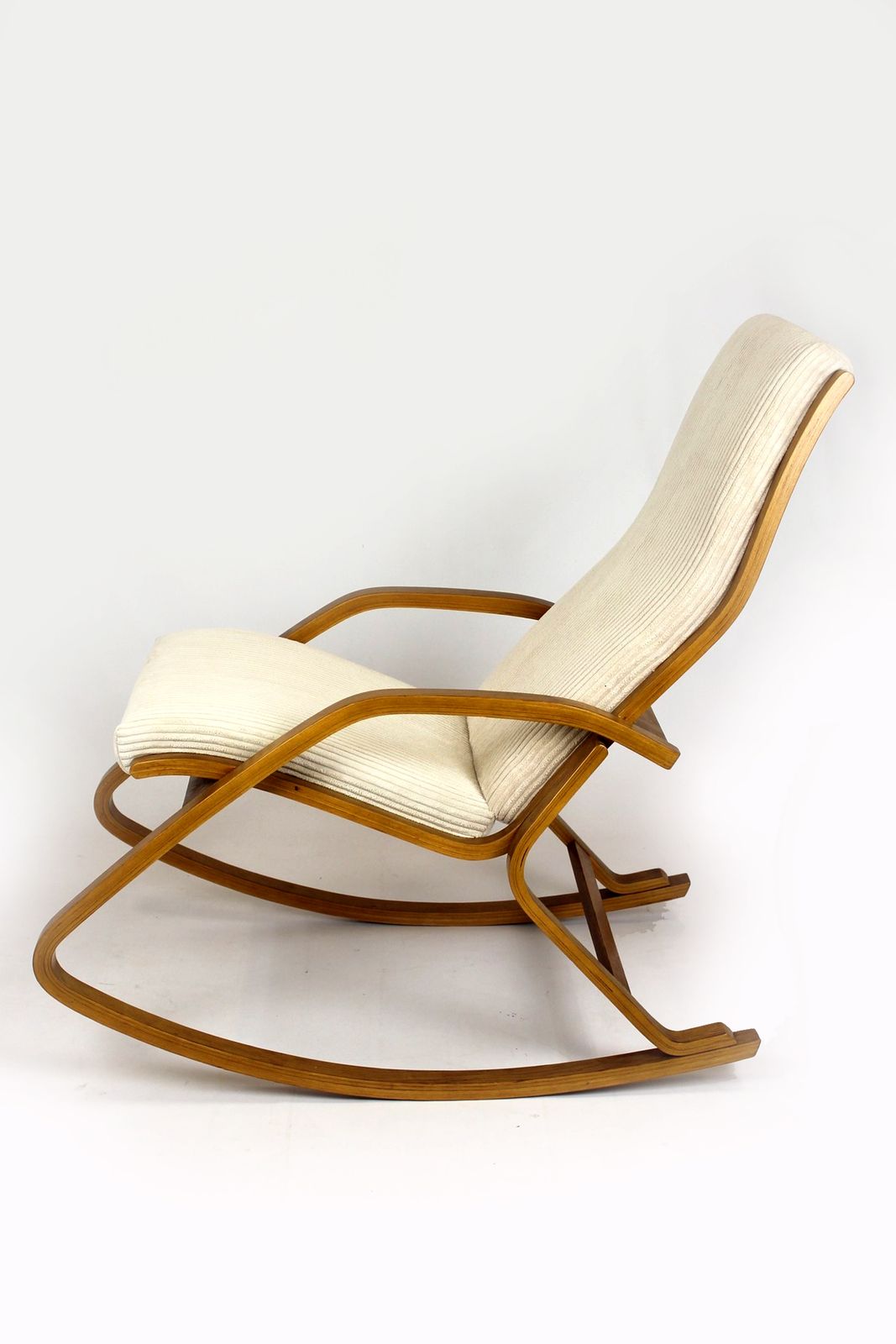 Furniture Restored Mid Century Plywood Rocking Chair By Ludvik Volak For Drevopodnik Holesov, 1960s photo