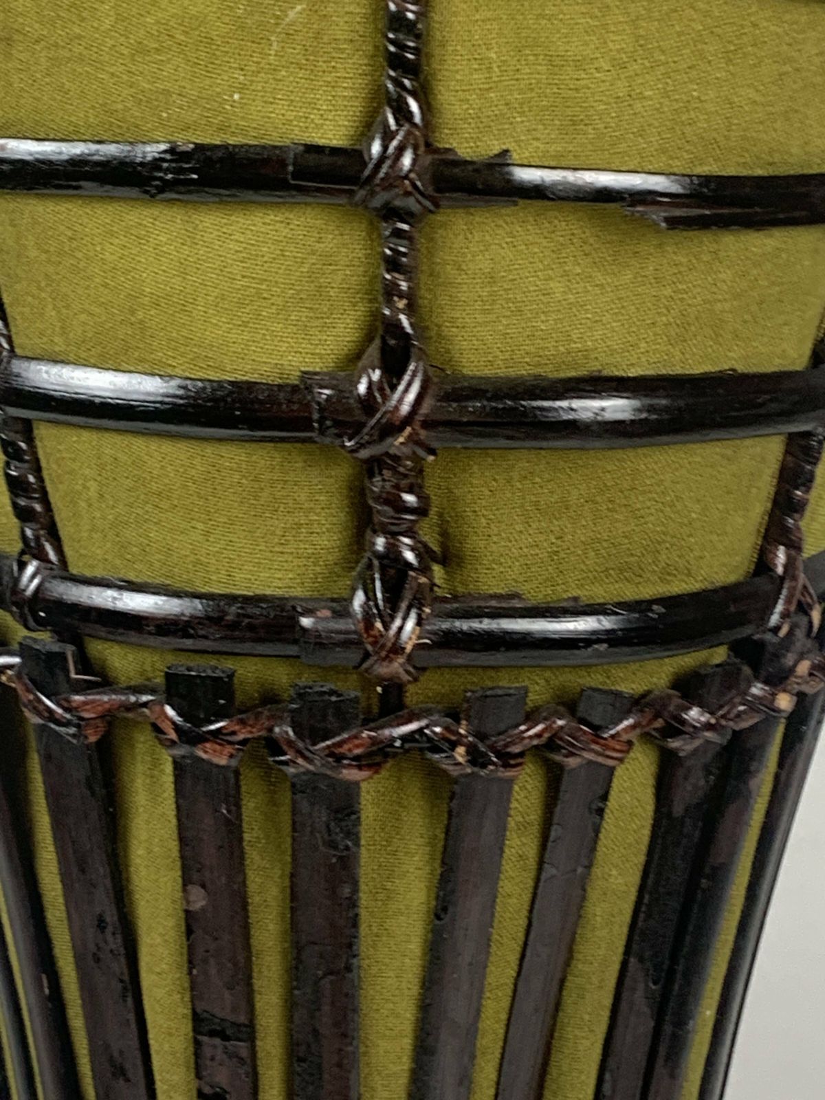 Bamboo And Fabric Floor Lamp In The Manner Of Franco Albini photo vinterior