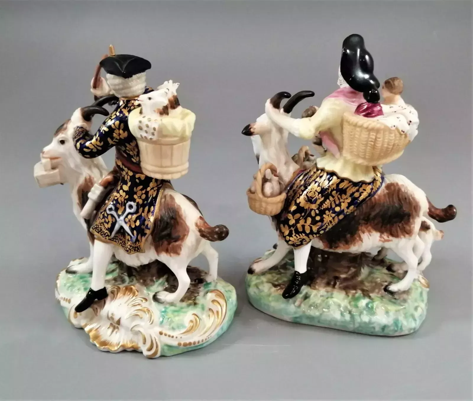 Derby Figurines Of The Welch Tailor And His Wife, C.1820 photo for sale