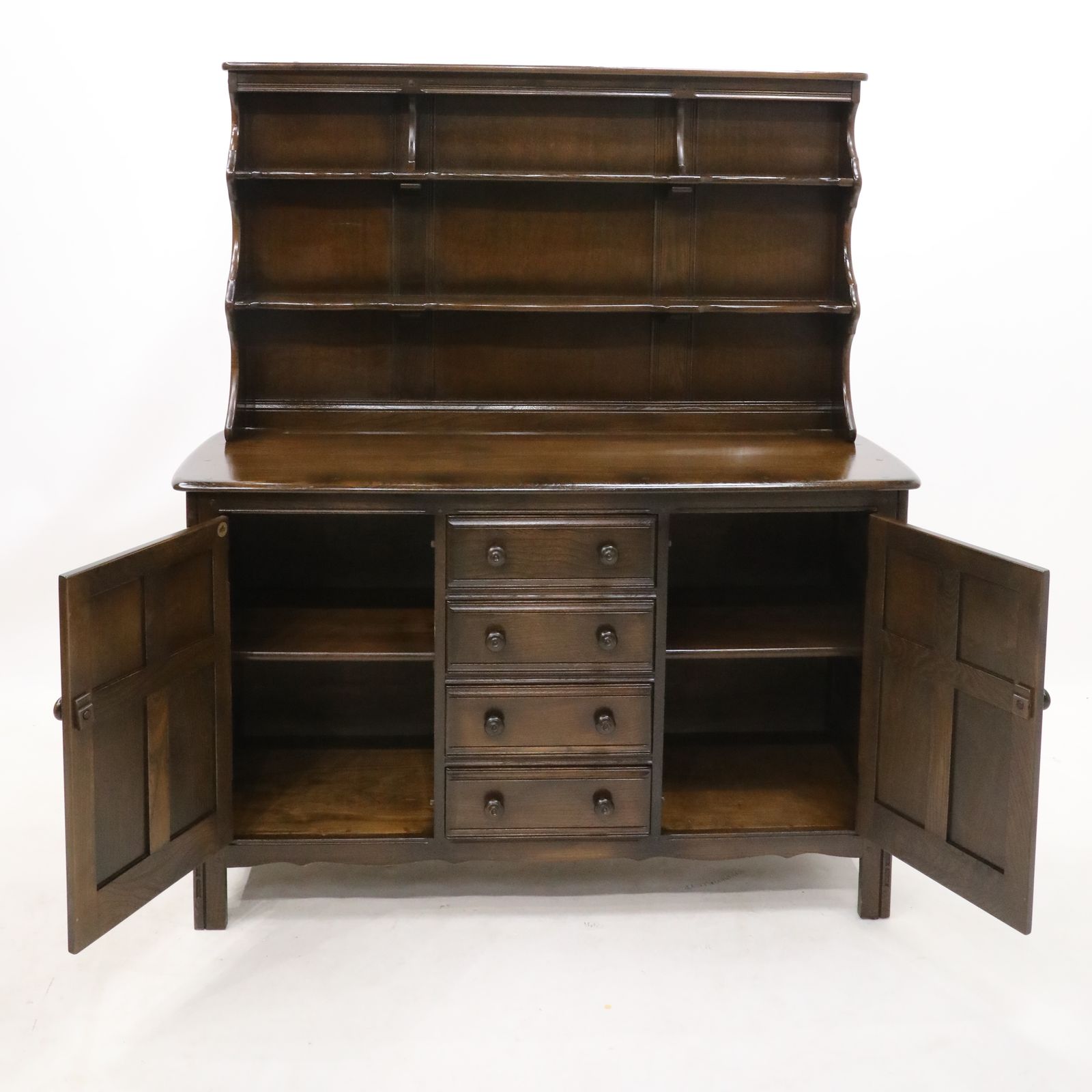 Ercol Old Colonial Welsh Dresser 4 Drawers 2 Cupboards Shelving Free Uk Delivery photo furniture