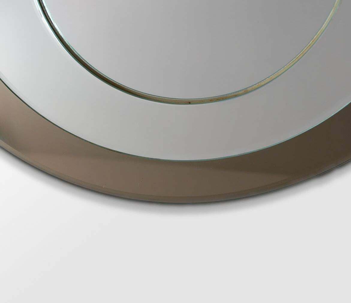 Mid Century Modern Round Brown Glass Wall Mirror, Italy 1970s photo 1375.0
