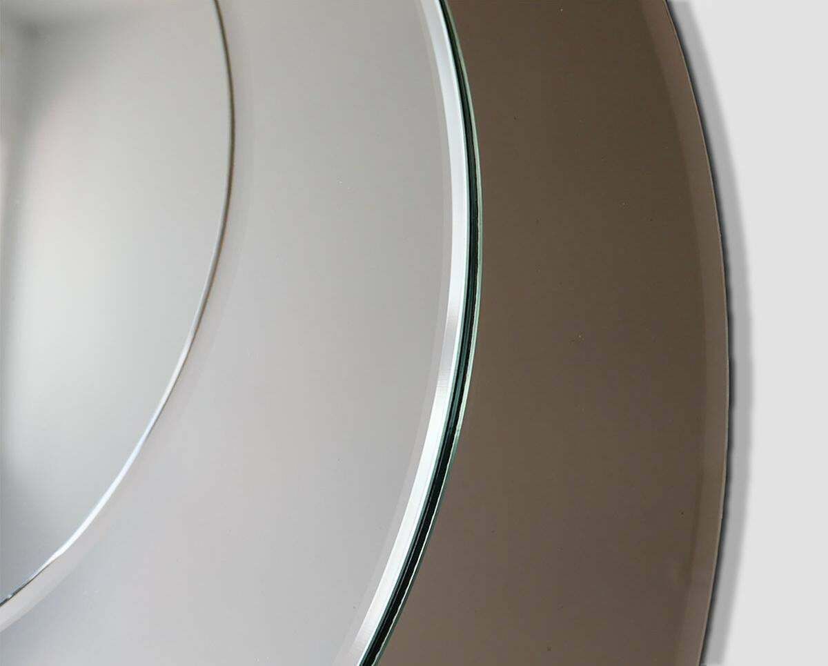 Mid Century Modern Round Brown Glass Wall Mirror, Italy 1970s photo vinterior