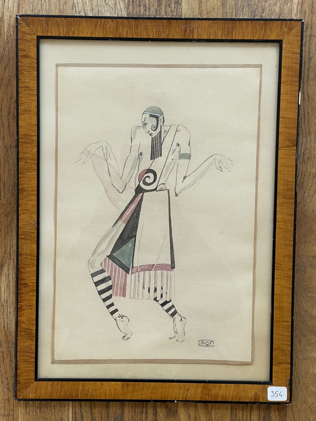 Pair Of Costume In Drawing And Watercolor, Peter Stepanovic Galadzev (1900 1971) photo vintage