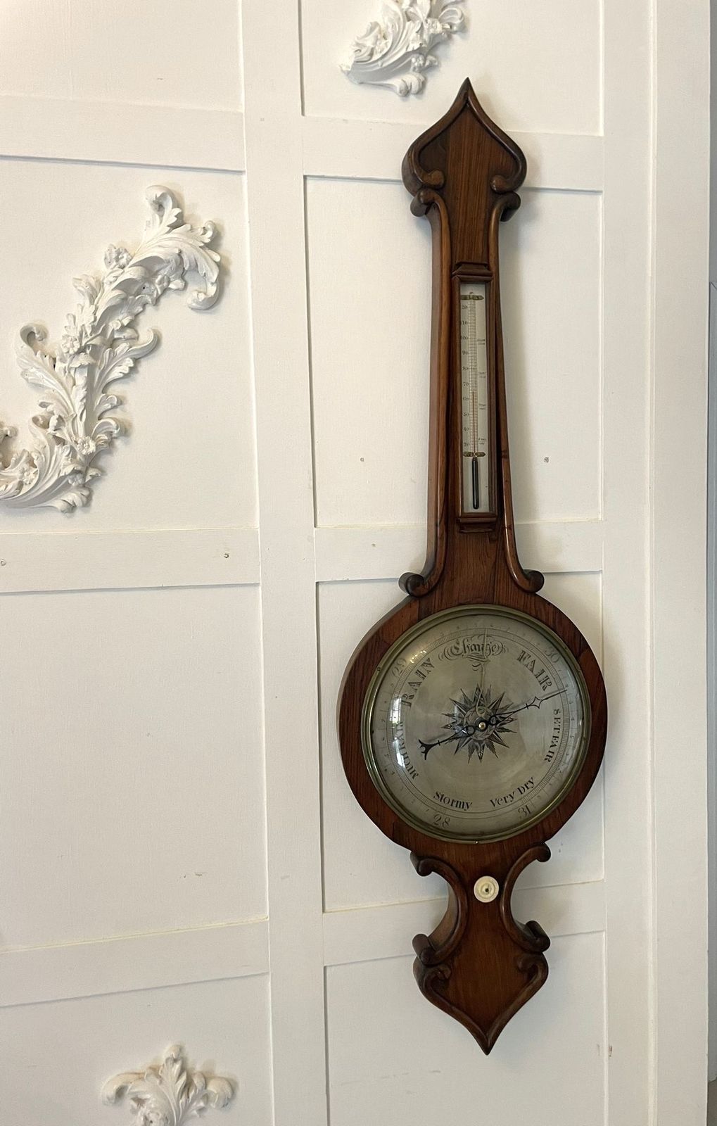 Large Antique 19th Century Quality Rosewood Banjo Barometer photo Home Decor