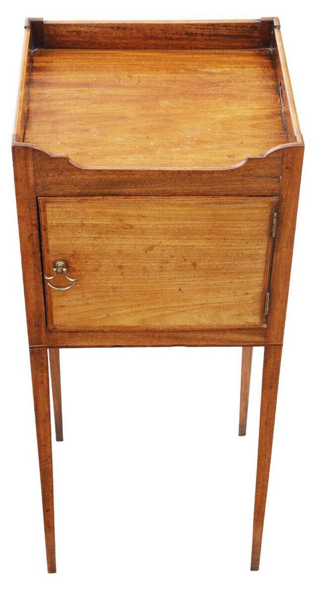 High Quality Antique Georgian Mahogany Tray Top Nightstand Washstand   Elegant 19th Century Bedside Table photo Furniture