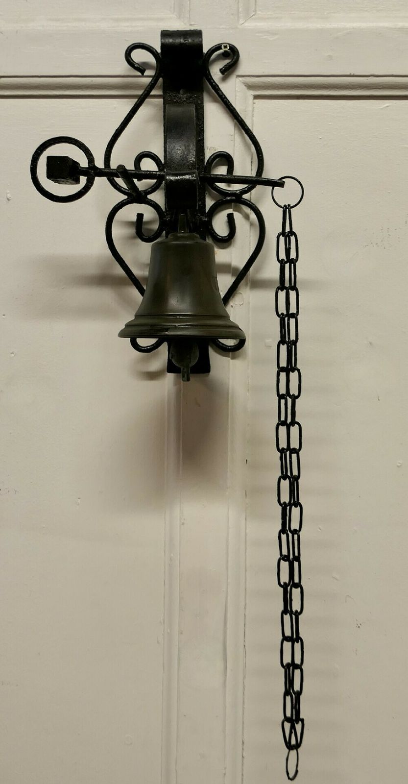 19th Century Black Wrought Iron Alpine Front Door Bell