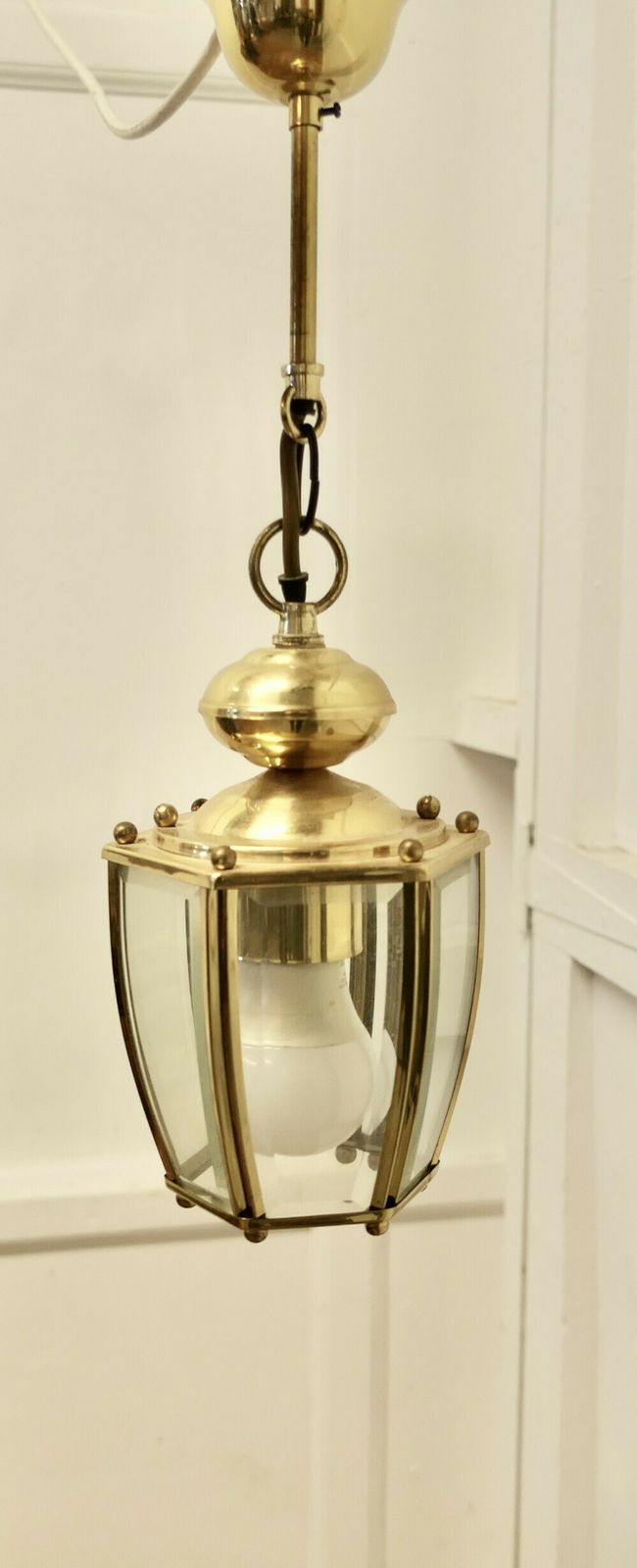 Superb Quality Pair Of Art Deco Style Brass And Glass Lanterns photo vintage