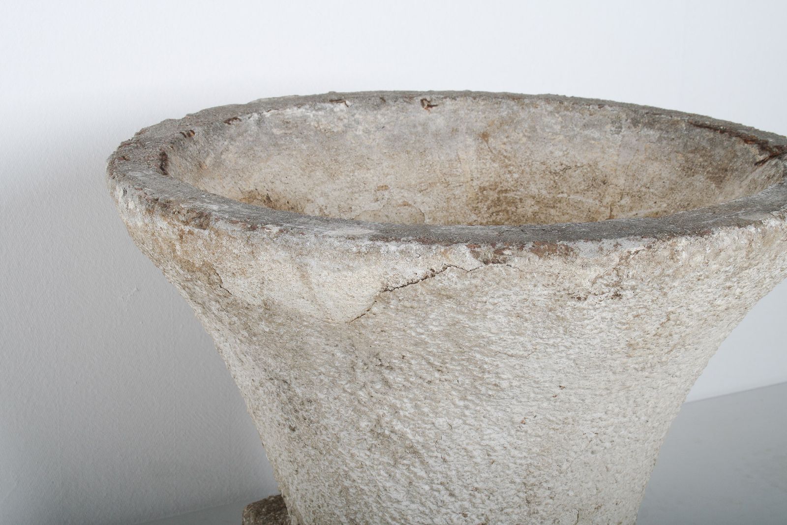 Garden Decor Mid Century Concrete Garden House Planter With Weathered Patina In The Manner Of Willy Guhl photo