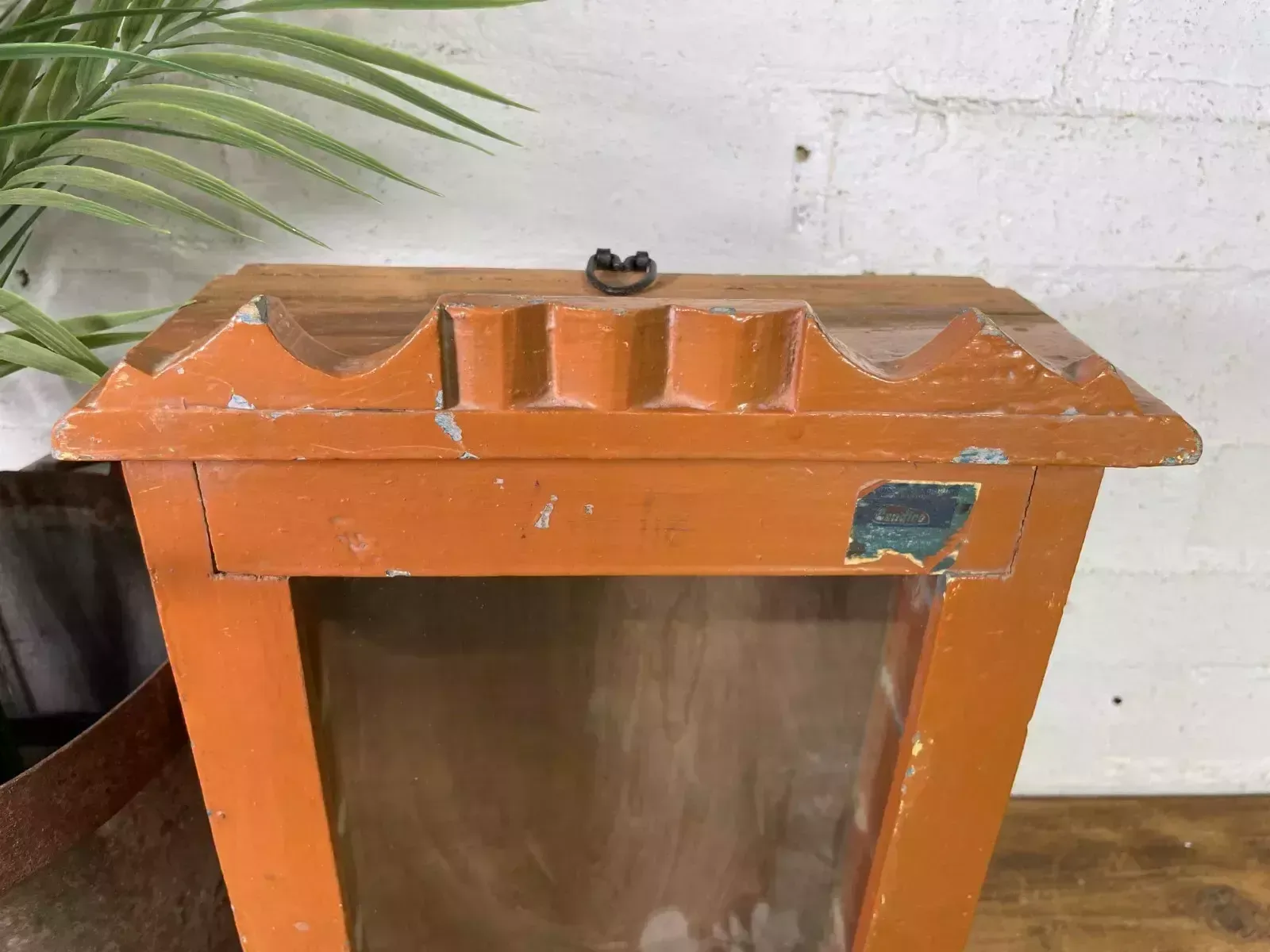 Vintage Rustic Indian Wooden Glazed Shop Display Bathroom Kitchen Wall Cabinet photo vinterior