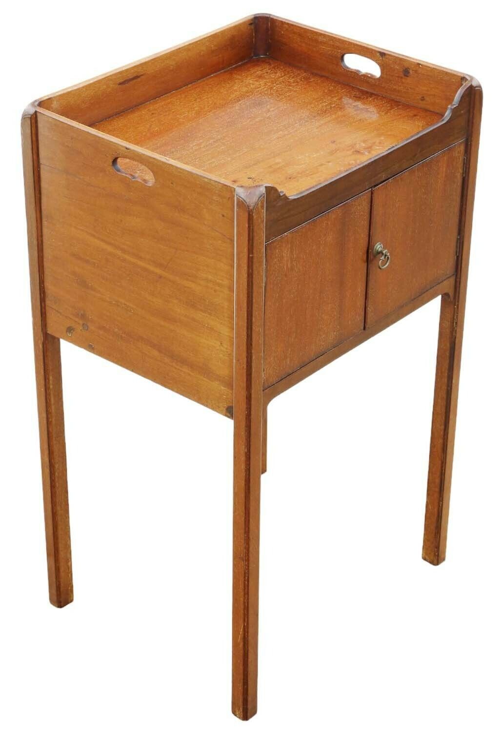 High Quality Large Antique 19th Century Georgian Mahogany Tray Top Nightstand Washstand   Elegant Bedside Table photo for sale