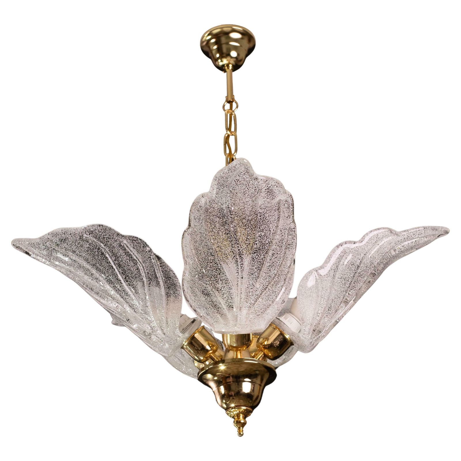 Elegant Murano Chandelier With 5 Leaves In Grit
