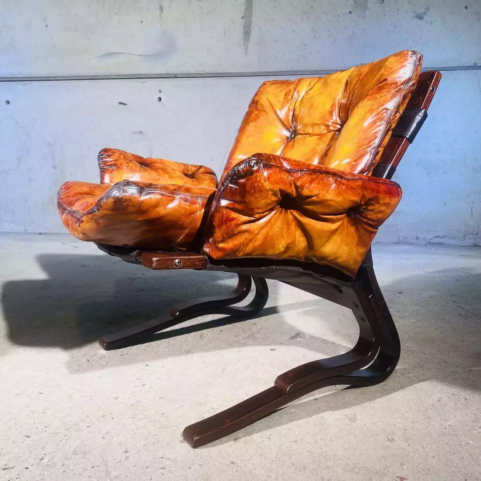 Pair Of Vintage Norwegian Mid C Tan Leather Armchairs By Oddvin Rykke photo vintage