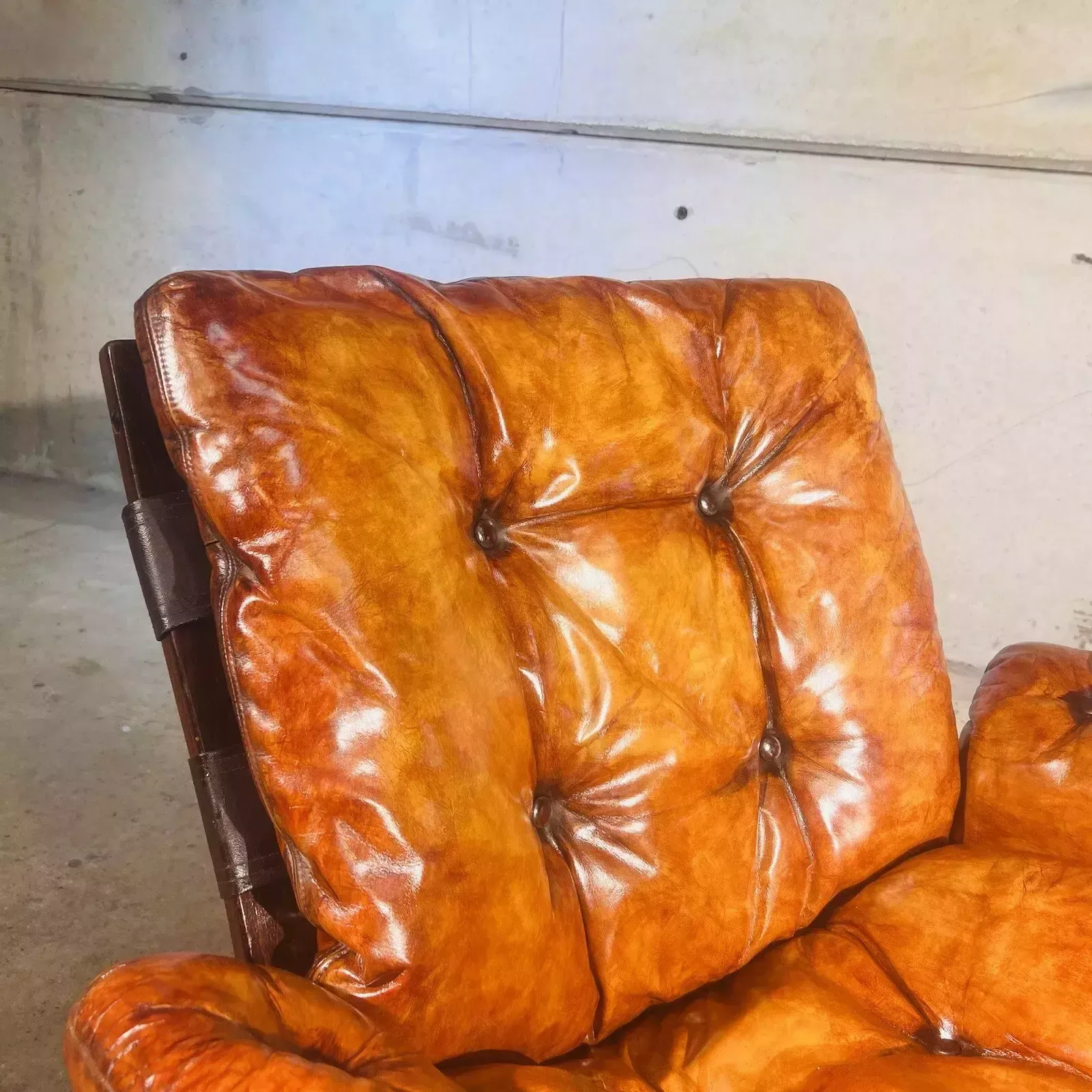 photo furniture Pair Of Vintage Norwegian Mid C Tan Leather Armchairs By Oddvin Rykke