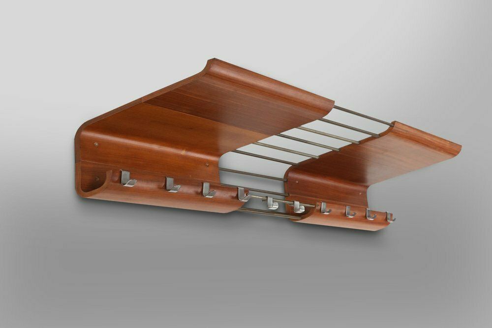 Mid Century Coatrack In Bent Plywood Attributed To De Coene, Belgium, 1960s photo Art