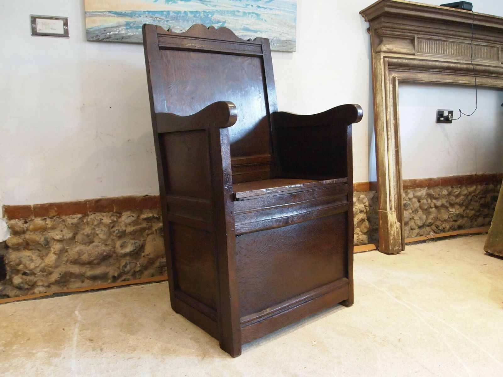 photo furniture Chair Rare George I Scottish Lambing Chair Oak C1720