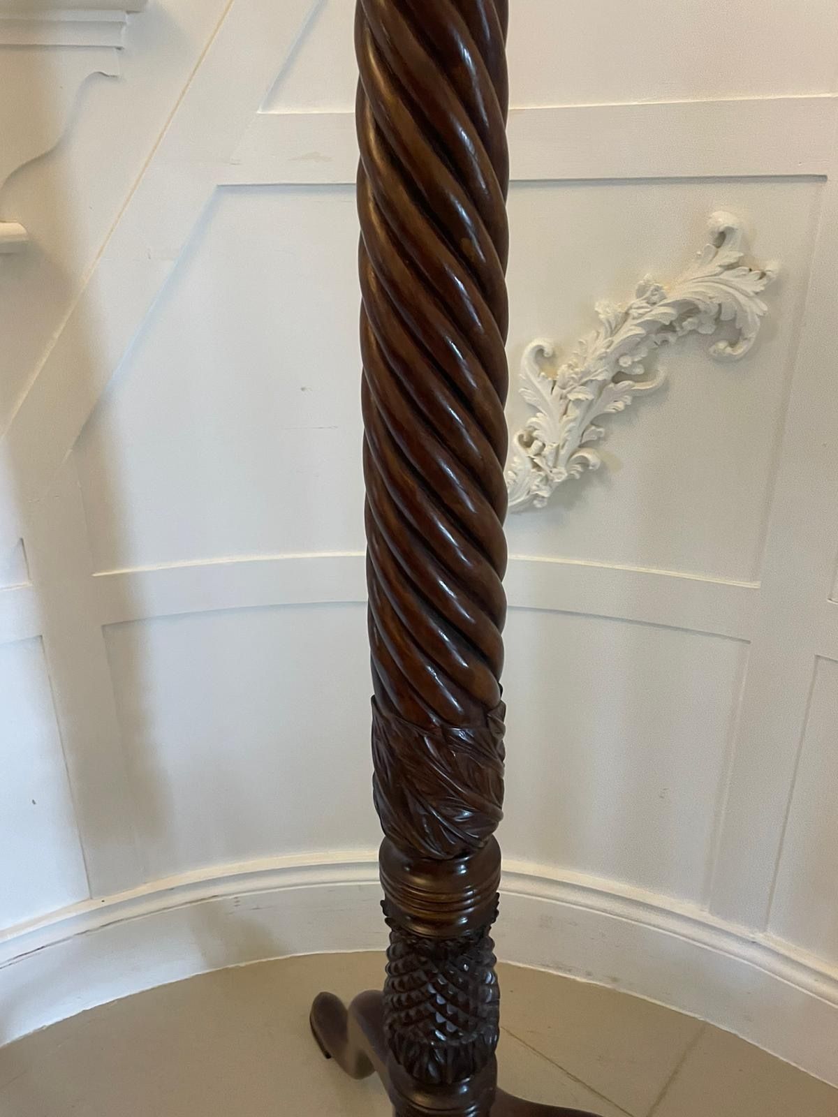 Antique Carved Mahogany Torchere photo for sale