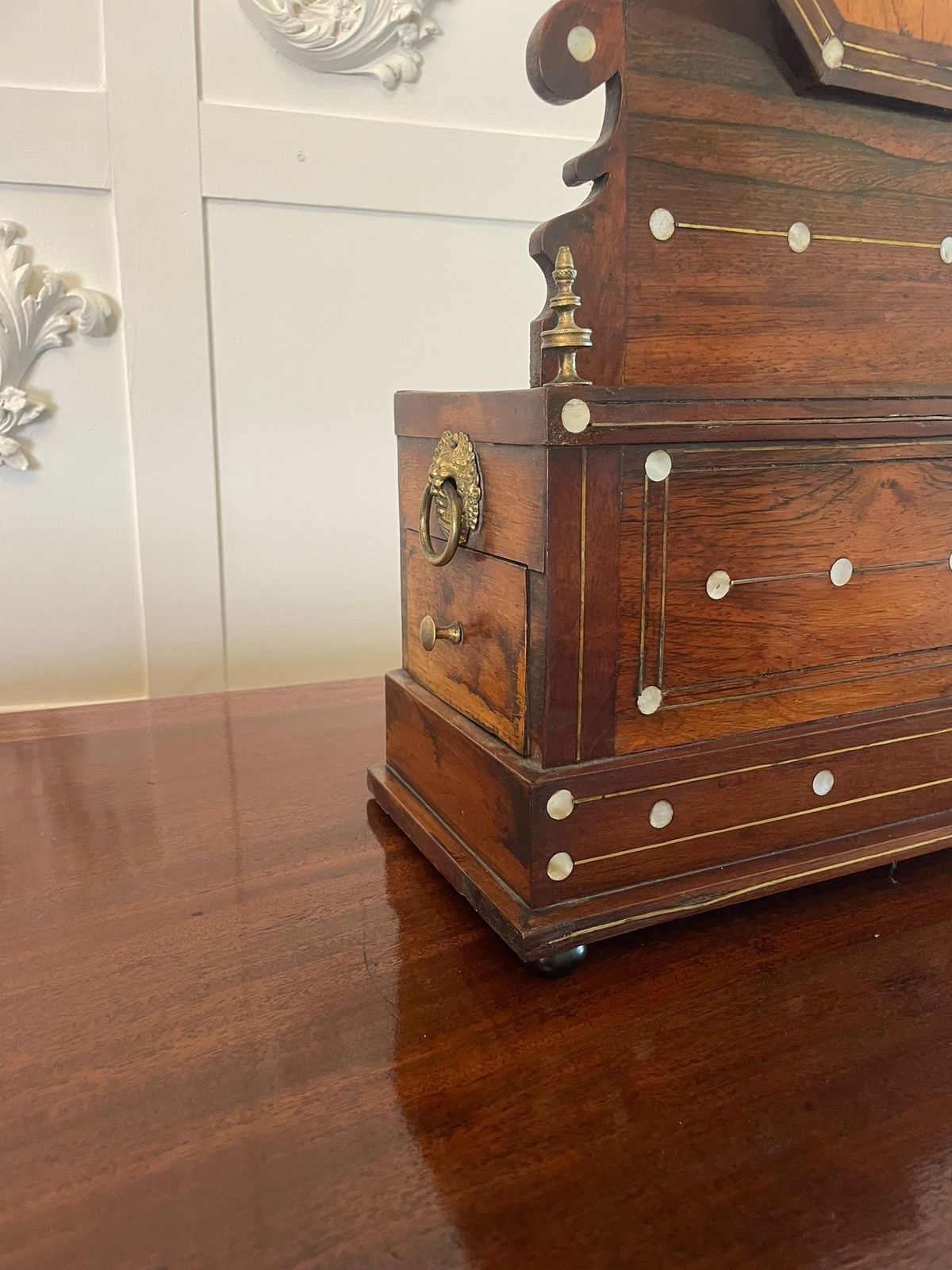 Antique Rosewood Inlaid Mantle Clock By Walker And Hall photo for sale