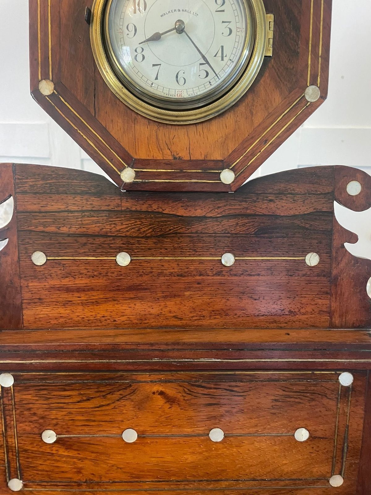 Antique Rosewood Inlaid Mantle Clock By Walker And Hall photo 1395.0