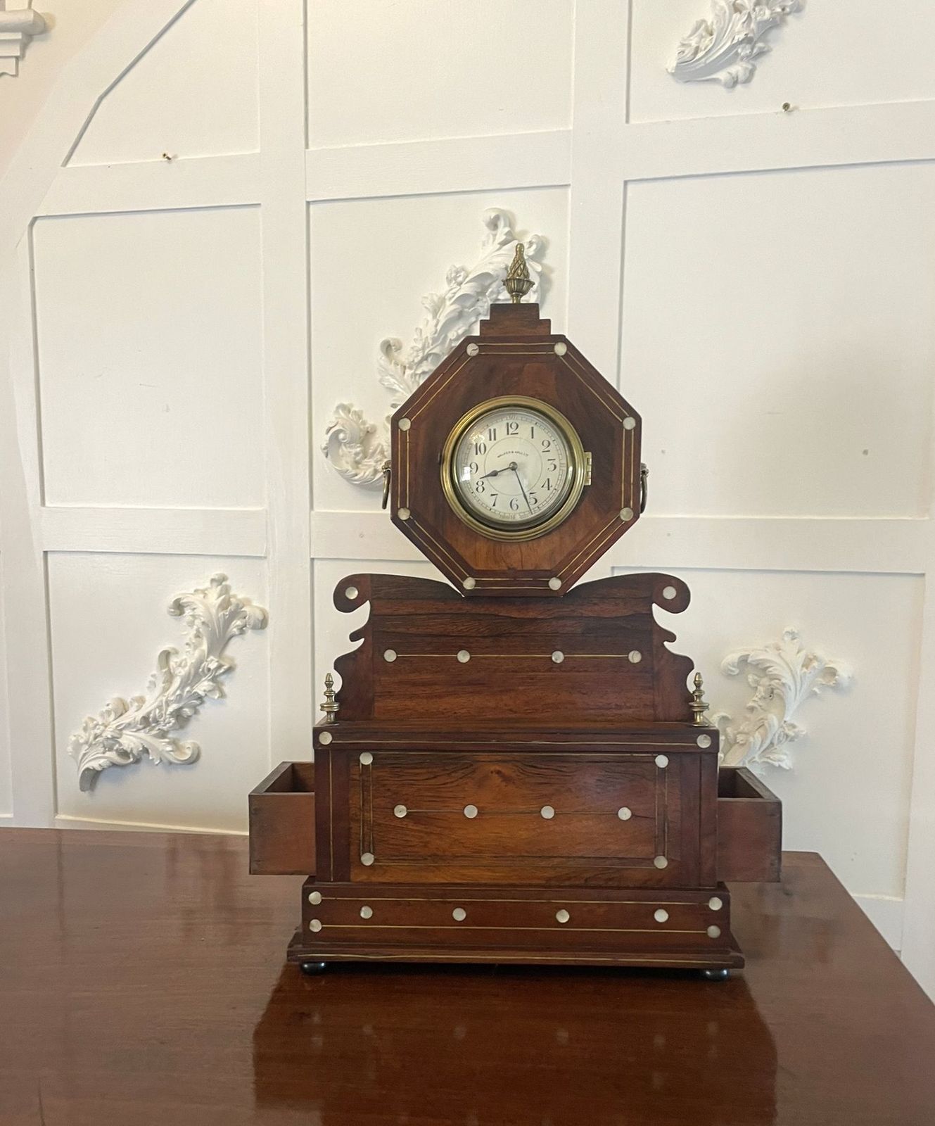 photo furniture Antique Rosewood Inlaid Mantle Clock By Walker And Hall