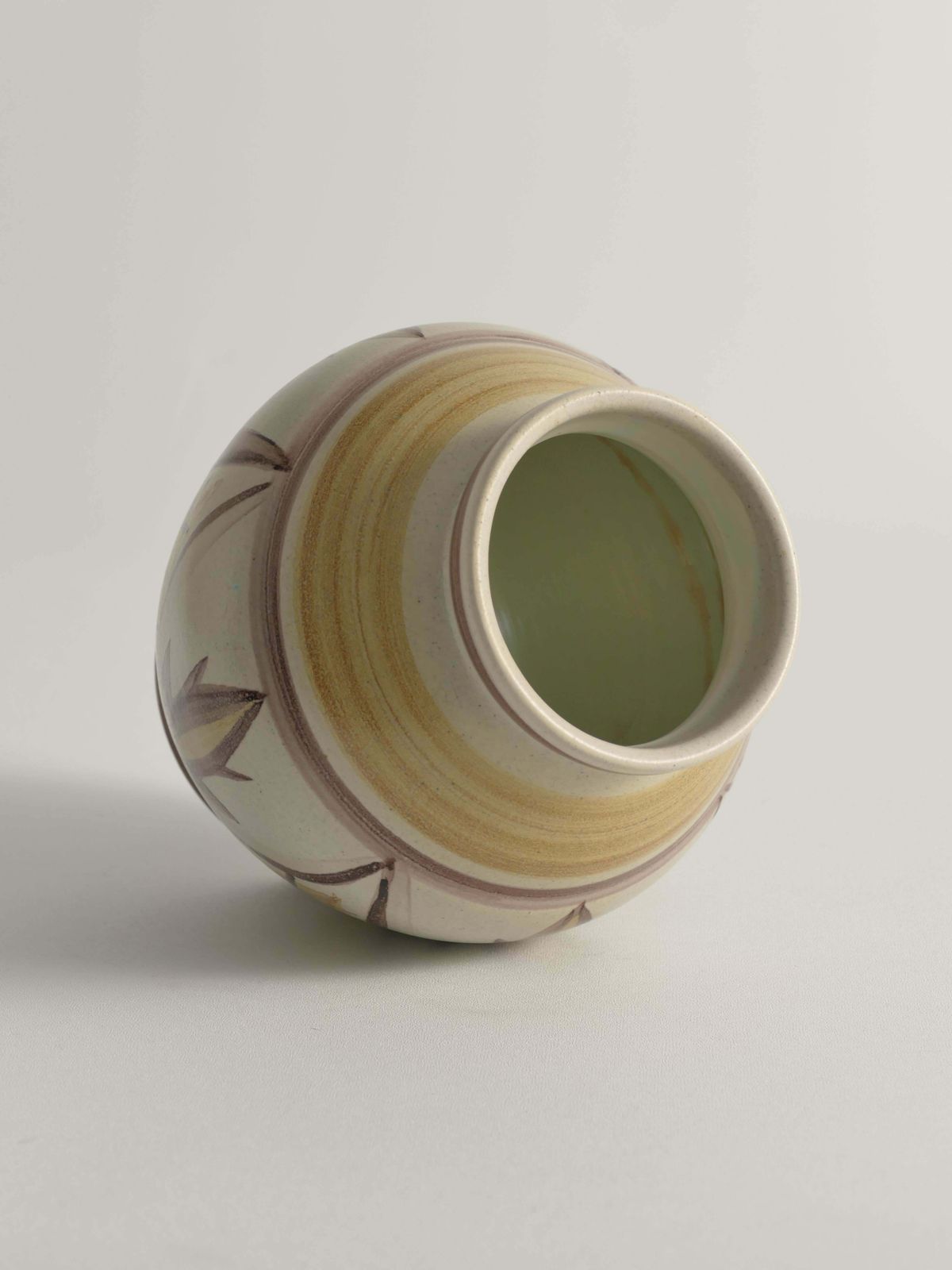 Swedish Folk Art Bulb Vase With Floral Motif By Maggie Wibom For Bo Fajans, 1930 photo vintage