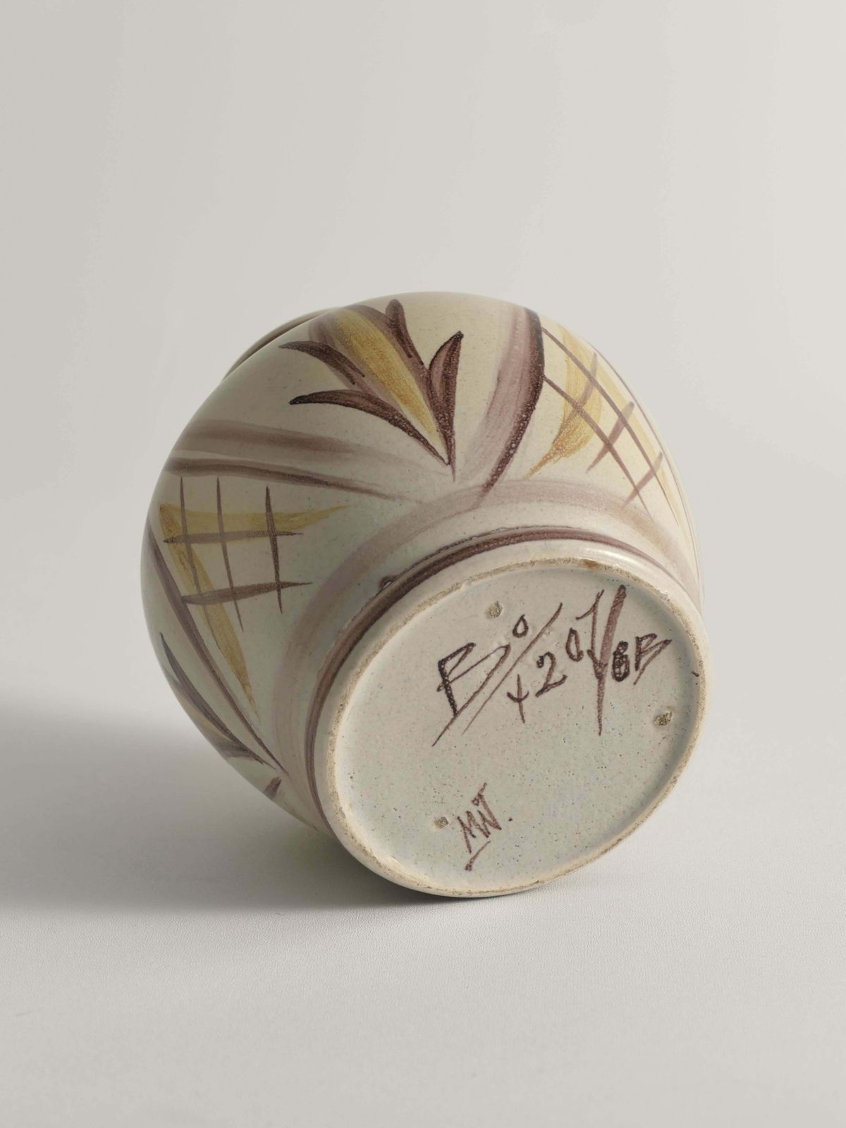 photo for sale Swedish Folk Art Bulb Vase With Floral Motif By Maggie Wibom For Bo Fajans, 1930