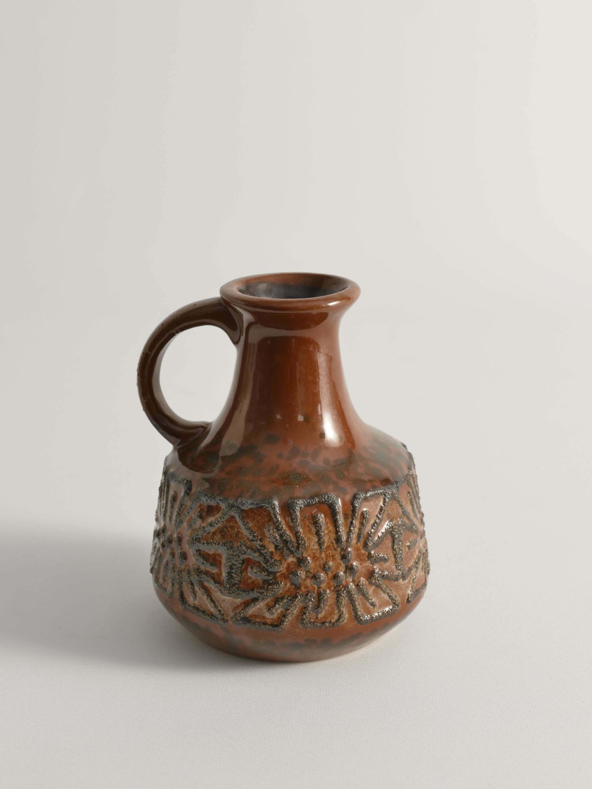 Mid Century Modern Brown Ceramic Vase By Veb Haldensleben, East Germany, 1960s photo for sale