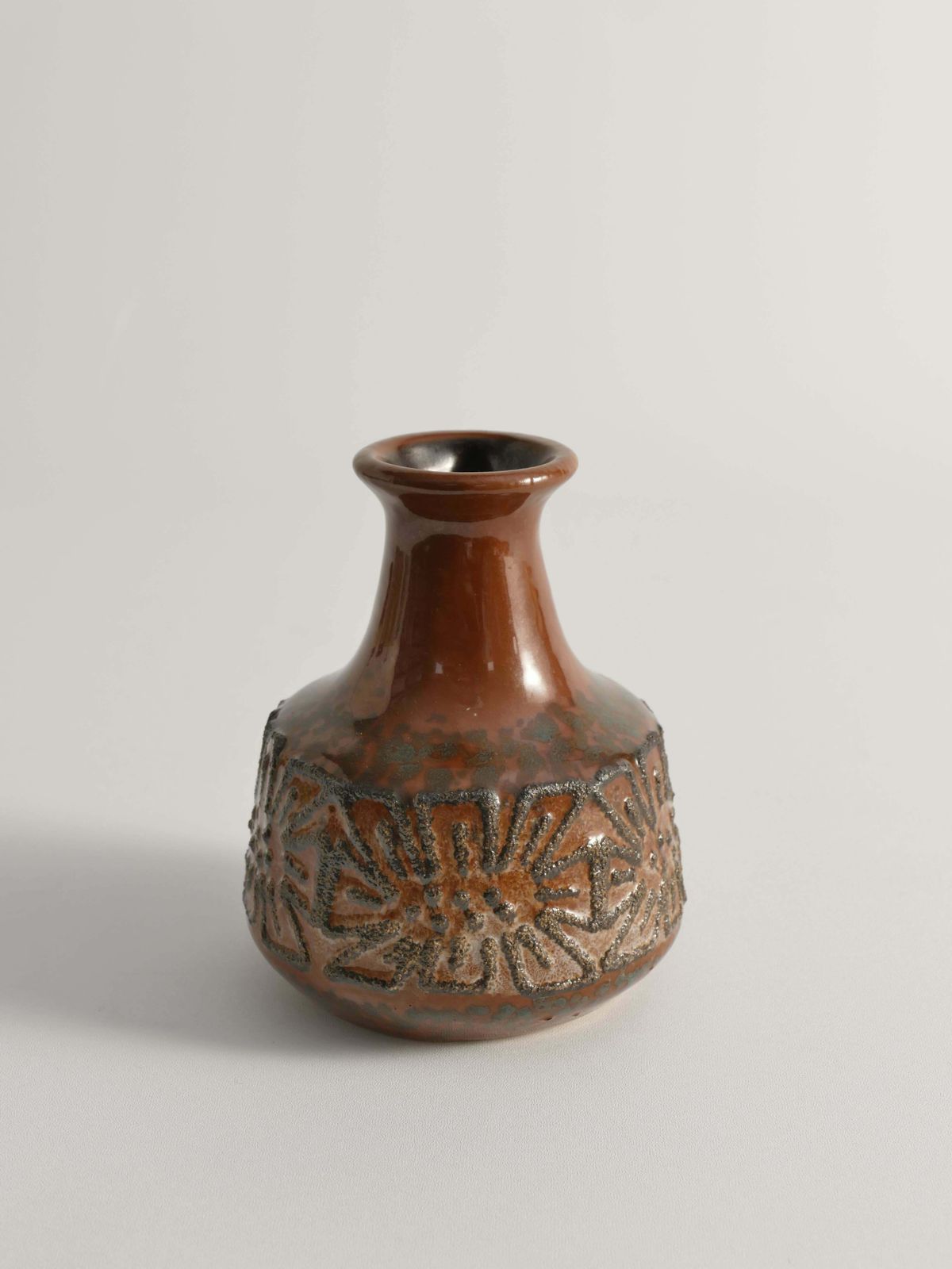 Mid Century Modern Brown Ceramic Vase By Veb Haldensleben, East Germany, 1960s photo 112.0