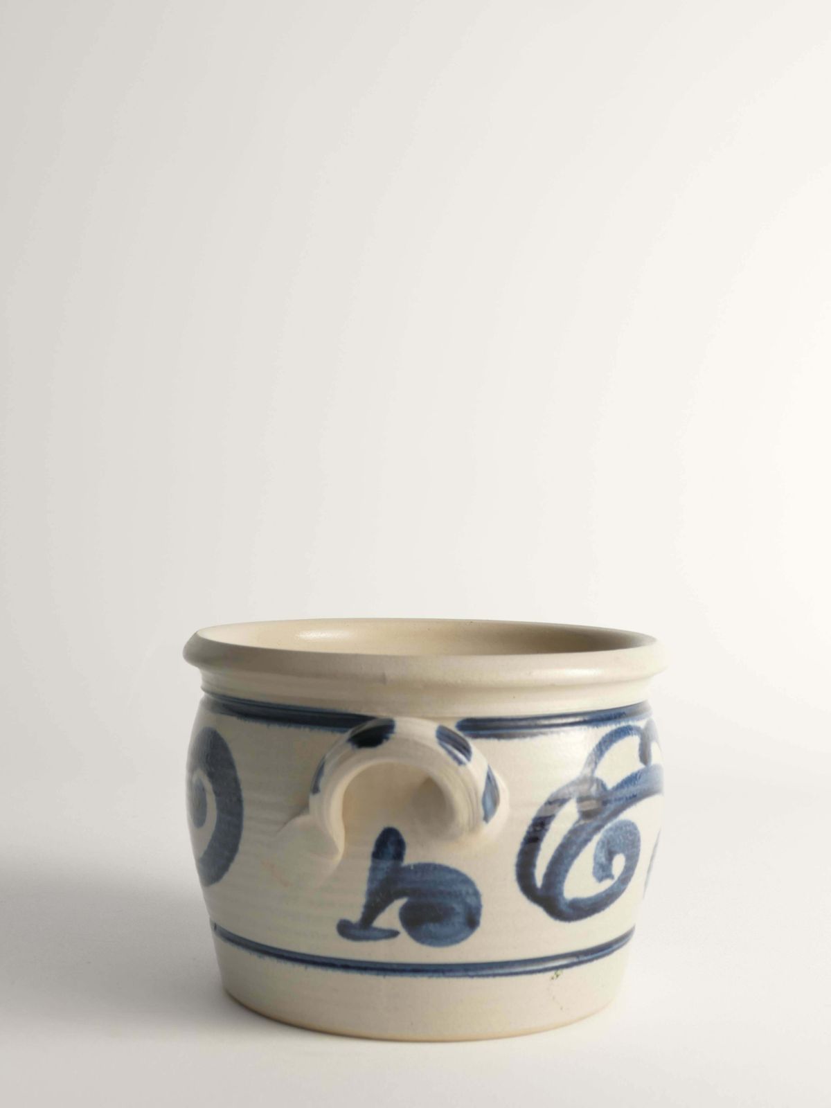 Folk Art Stoneware Jar With Cobalt Blue Floral Motif From Westerwald, Germany photo furniture