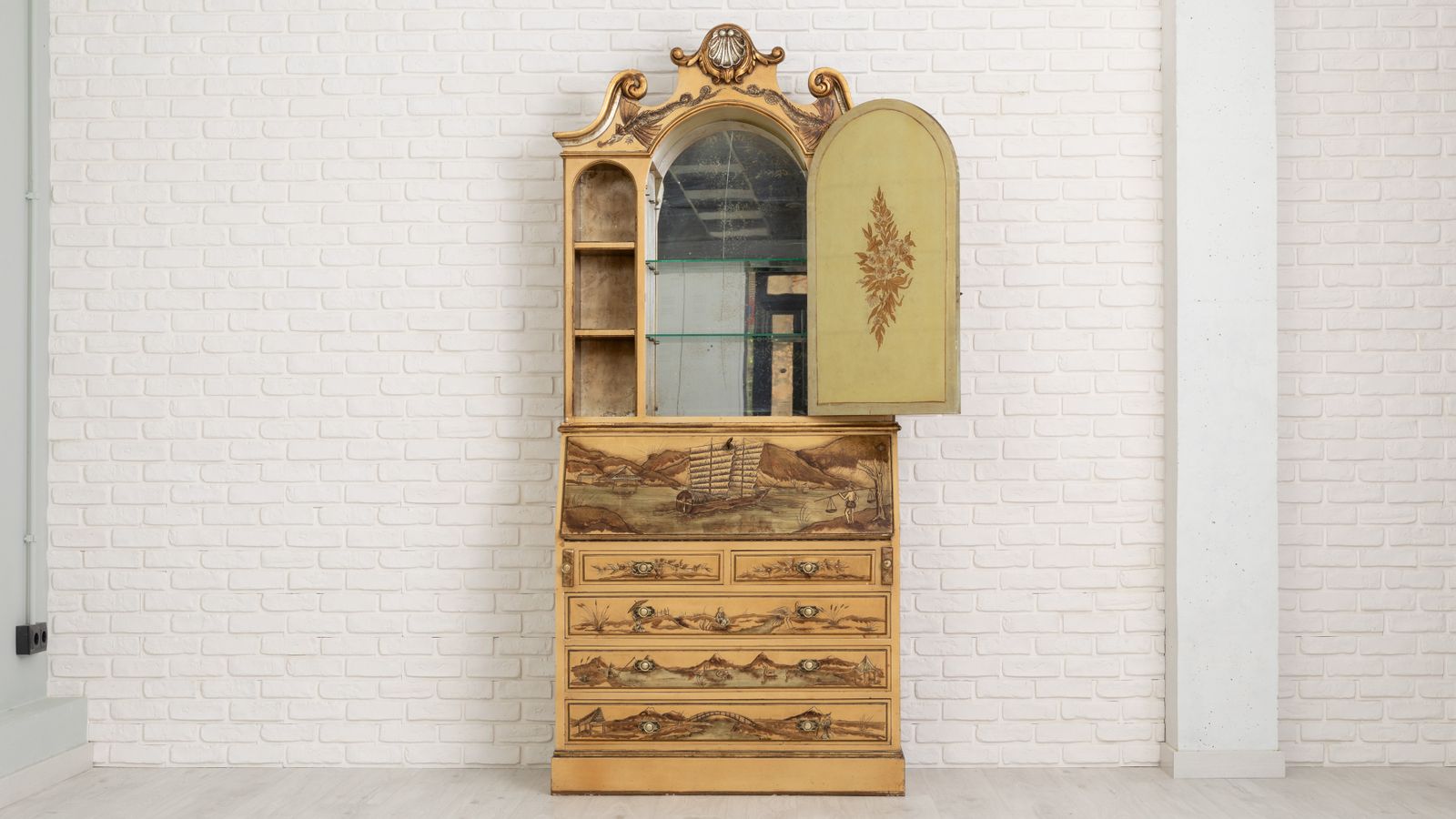 Bureau Bookcase With Oriental Motifs In Relief photo Furniture