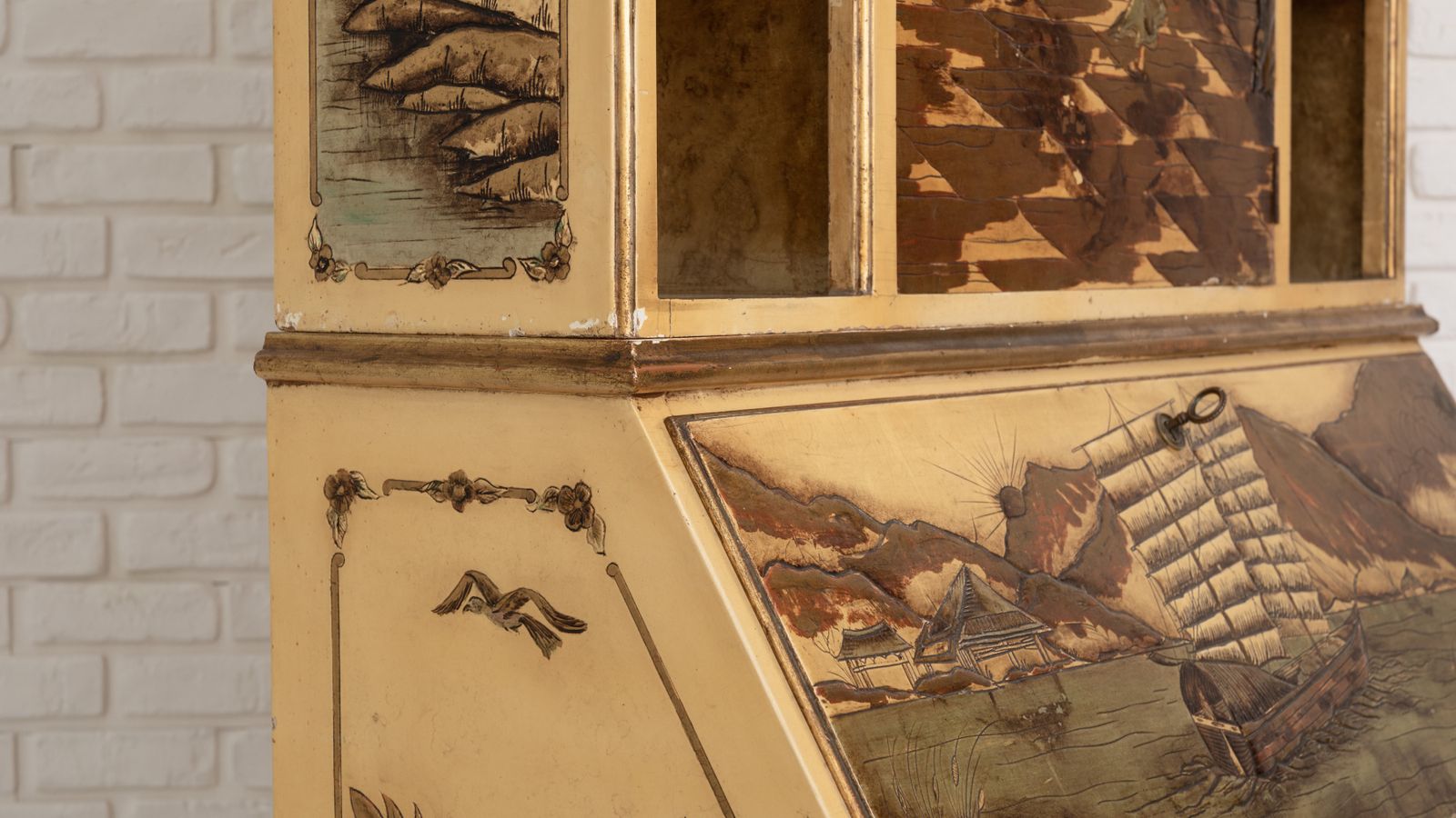 Bureau Bookcase With Oriental Motifs In Relief photo buy
