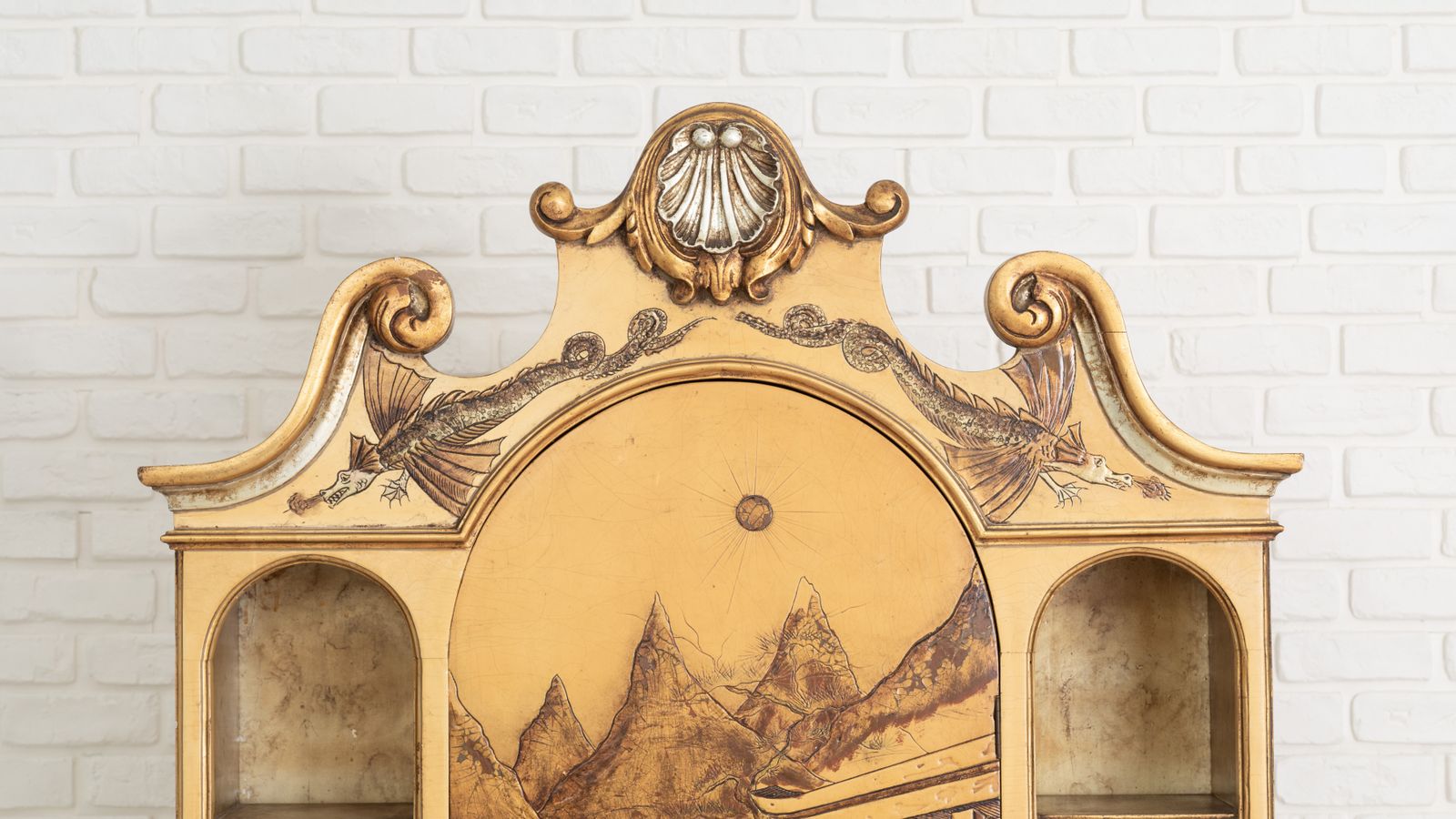 photo for sale Bureau Bookcase With Oriental Motifs In Relief