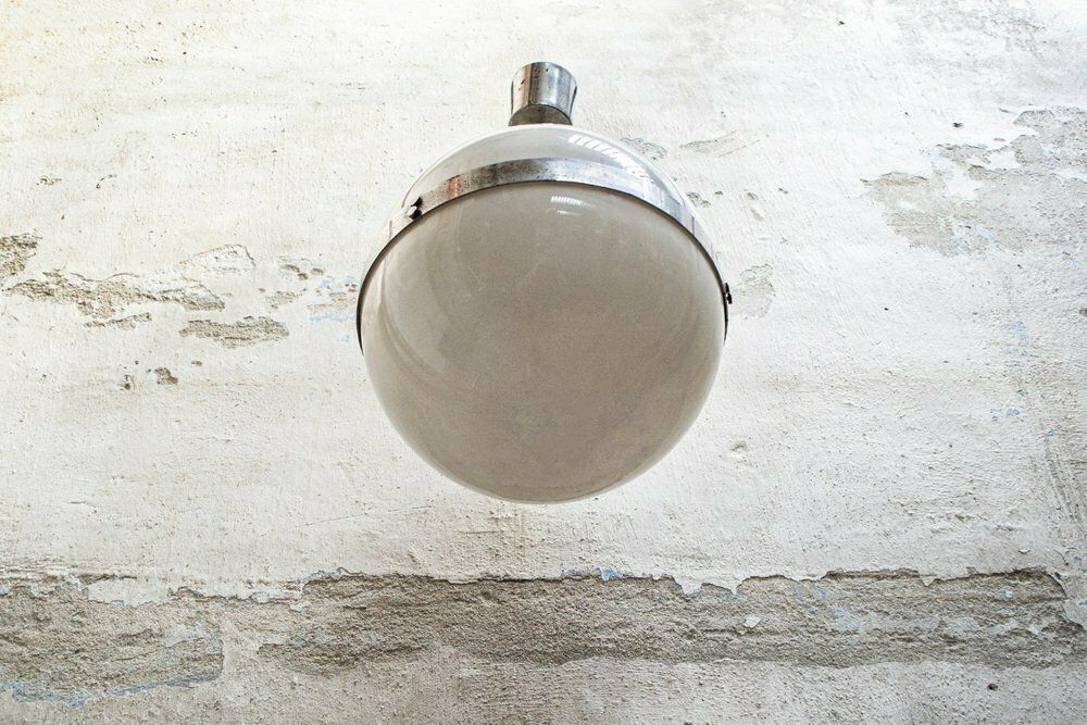 Space Age Pendant Lamp In Acrylic Glass And Chromed Metal, Italy, 1960s photo for sale