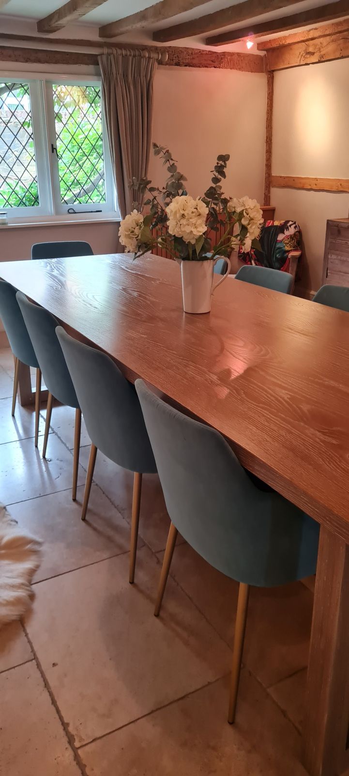 Lovely Teal Velvet Dining Chairs With Pale Gold Legs X 10 photo Furniture