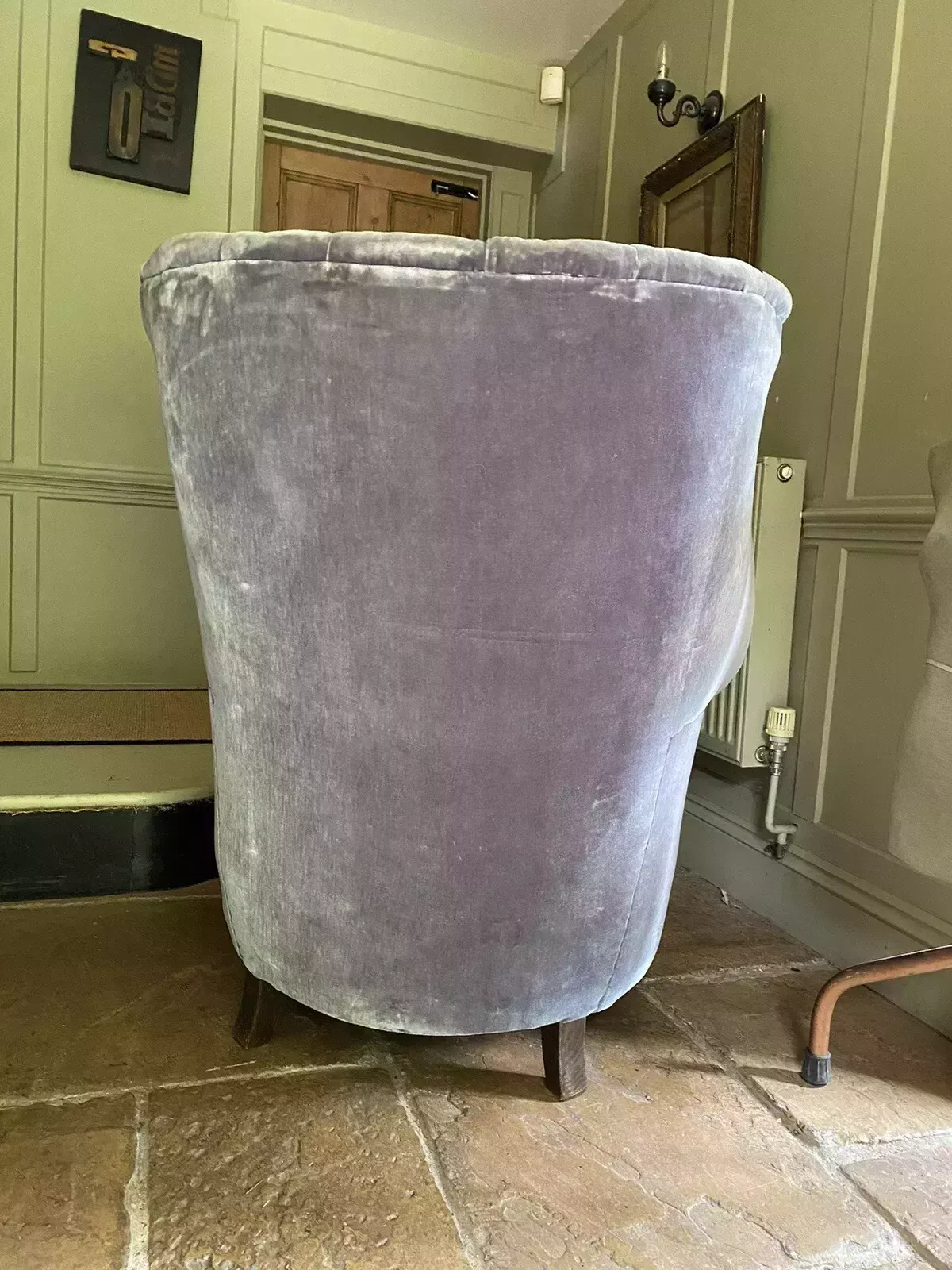 Antique Velvet High Barrel Back Chair Tub Armchair photo buy