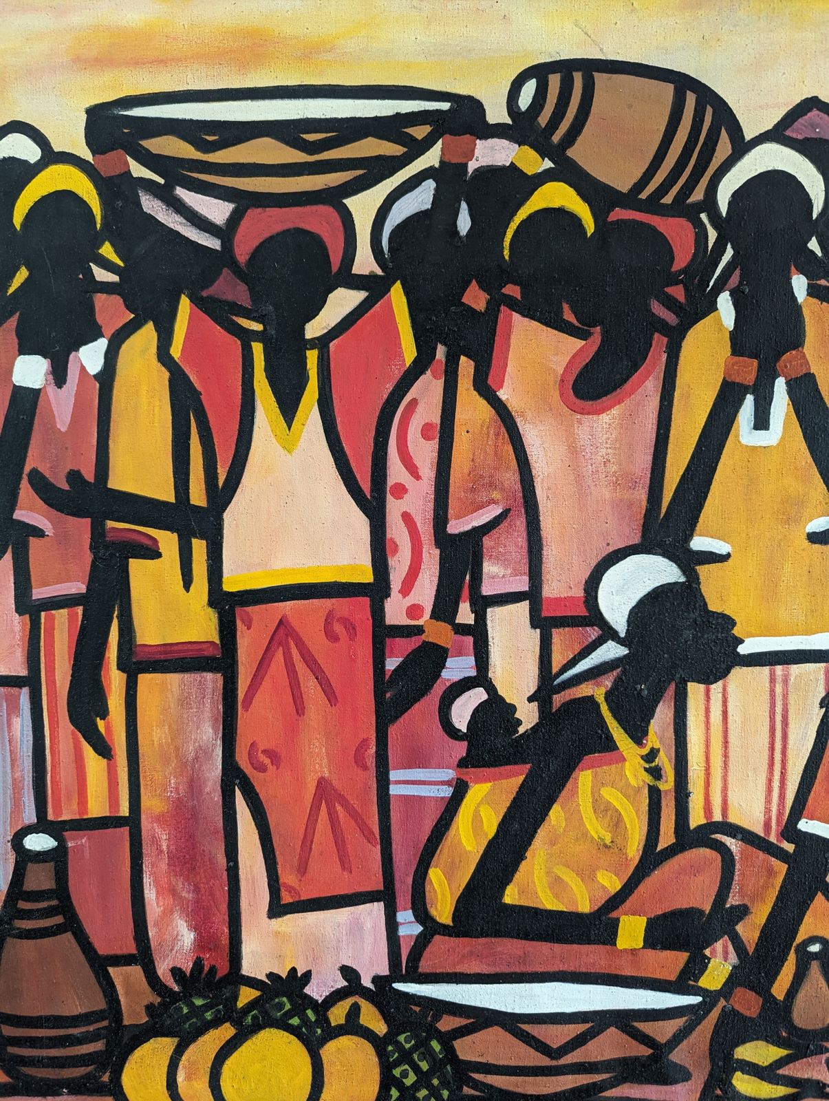 photo for sale Tribe, Oil On Canvas, 1970s, Vintage