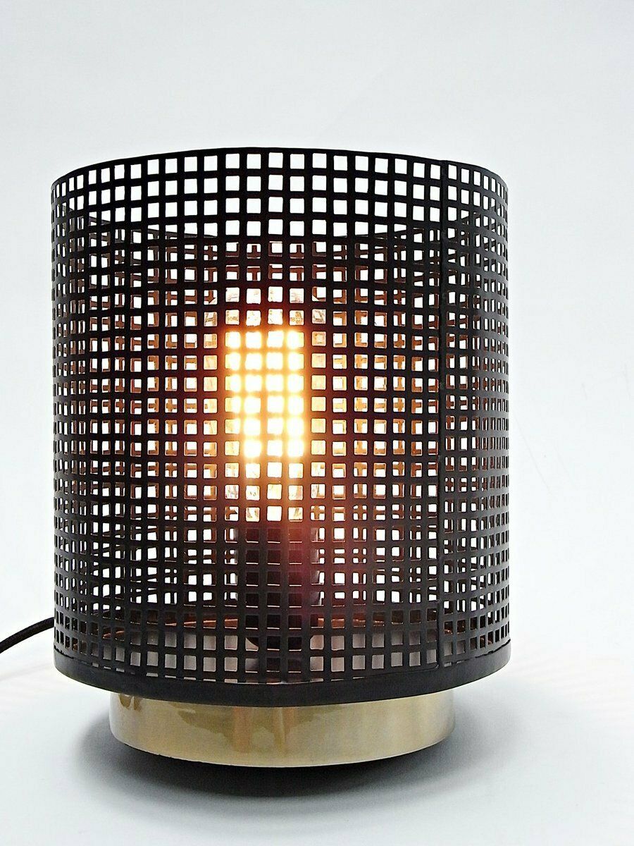 Table Lamp Made Of Steel Mesh With Brass Collar By Gunter Lambert photo for sale