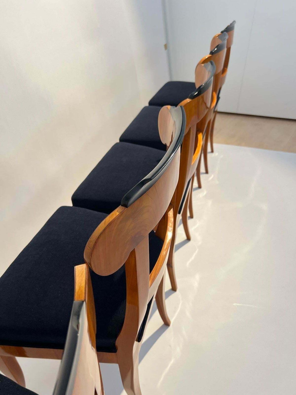 6501.04 Set Of Five Biedermeier Chairs, Cherry Wood, Germany Circa 1830 photo