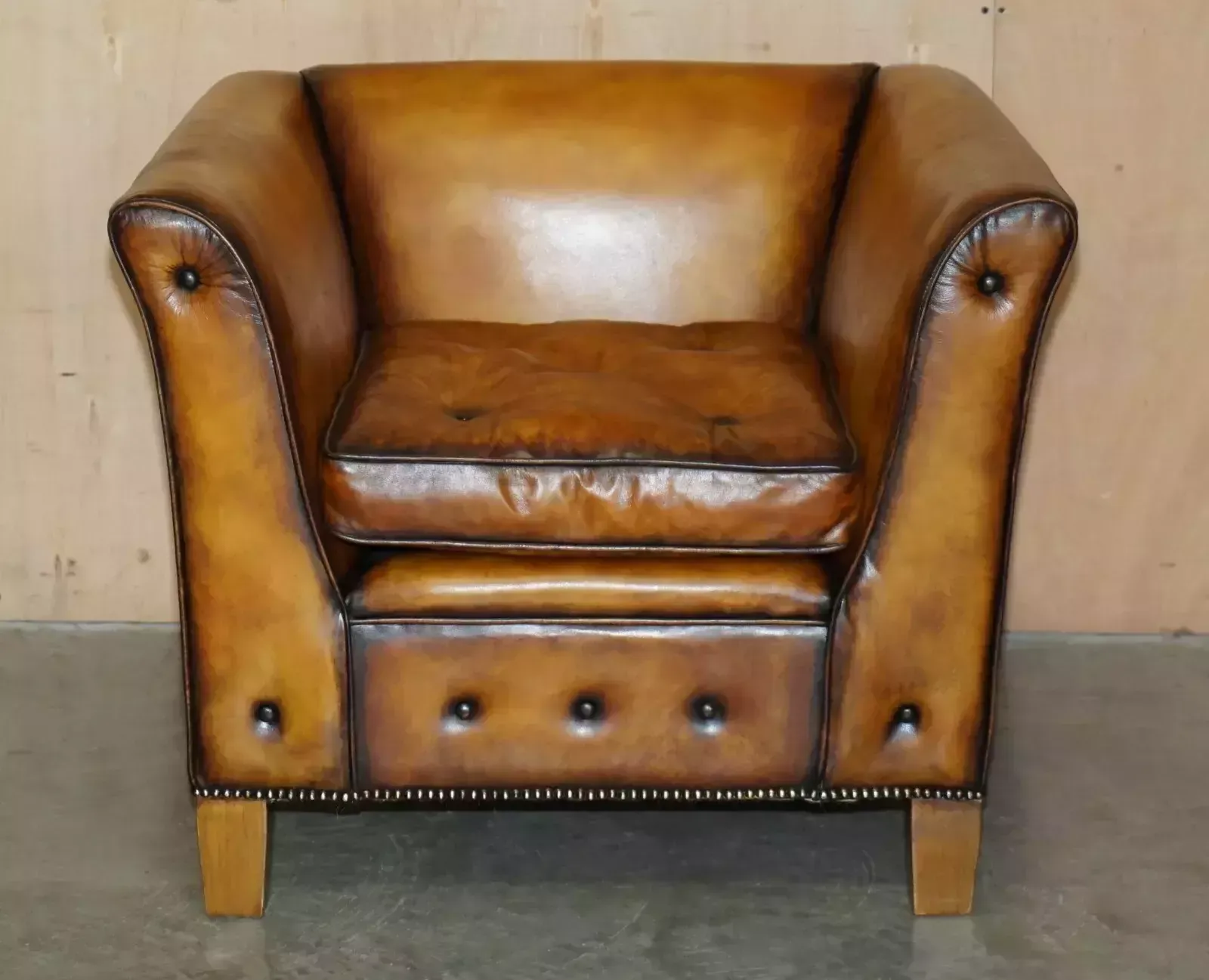 Pair Of Brand New Custom Mulberry London Brown Leather Chesterfield Armchairs photo for sale