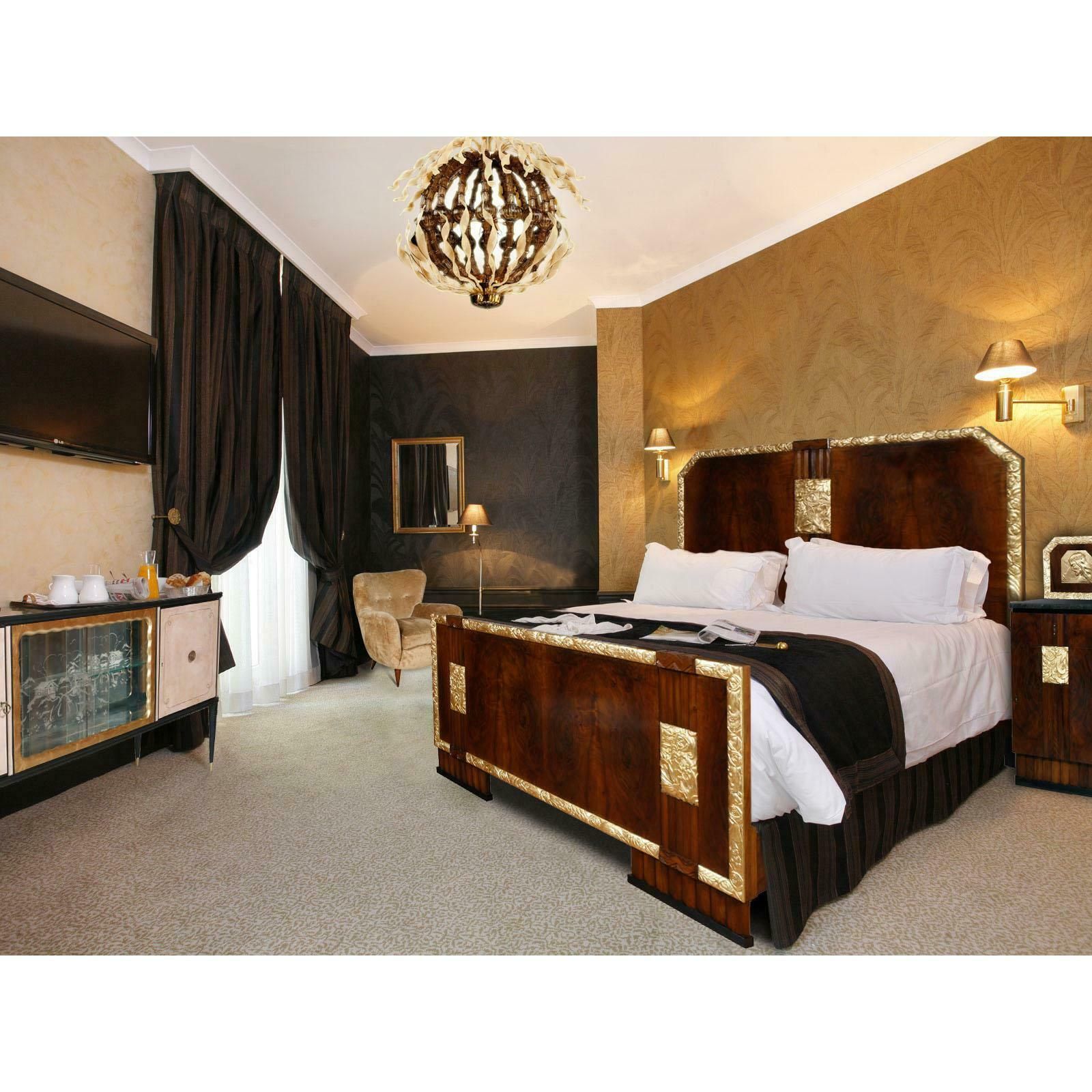 photo for sale Art Deco Double Bed & Nightstands By Atelier Varedo, Gino Maggioni Attributed.