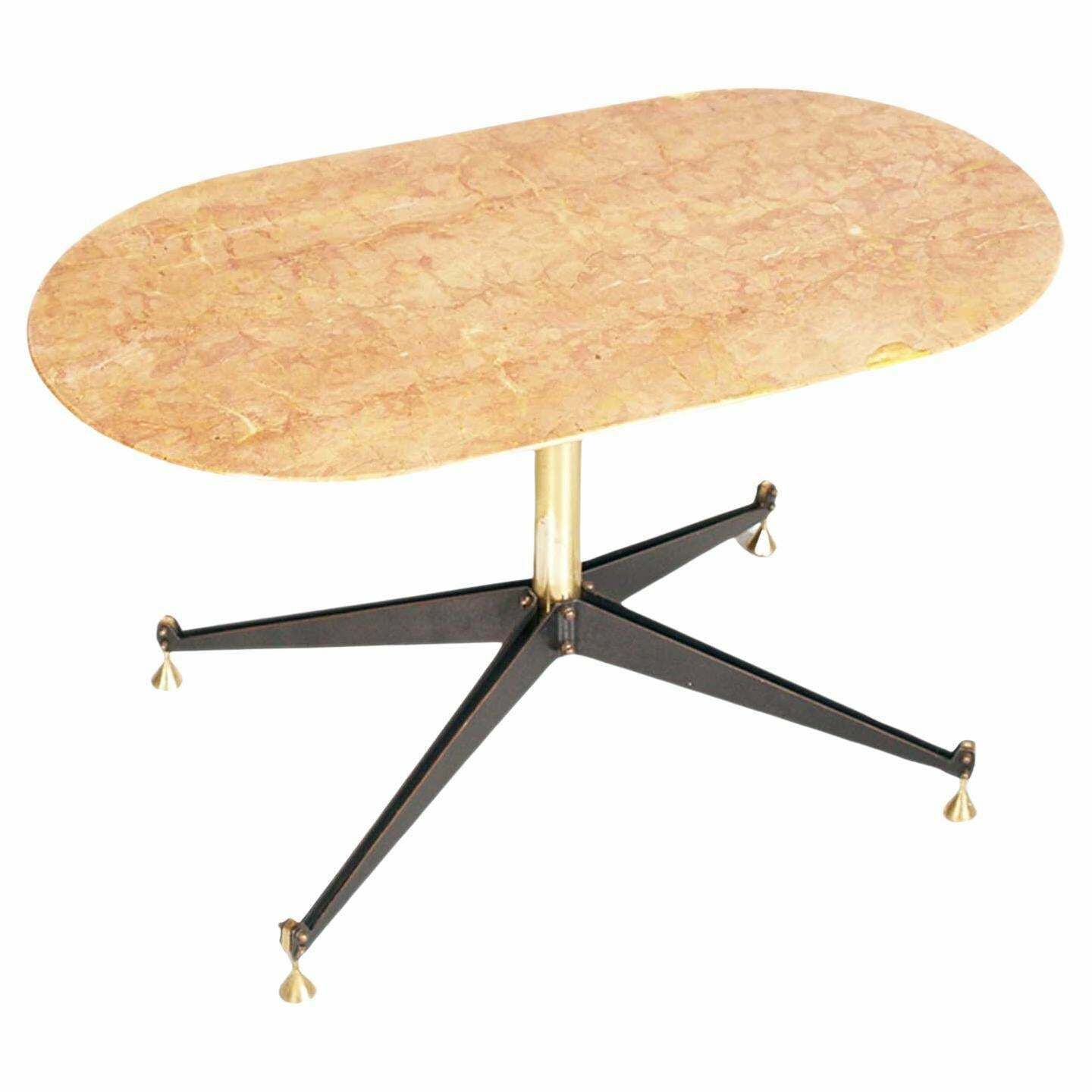 Mid Century Coffee Table By Rima, Gio Ponti Attributable , Iron , Brass , Marble