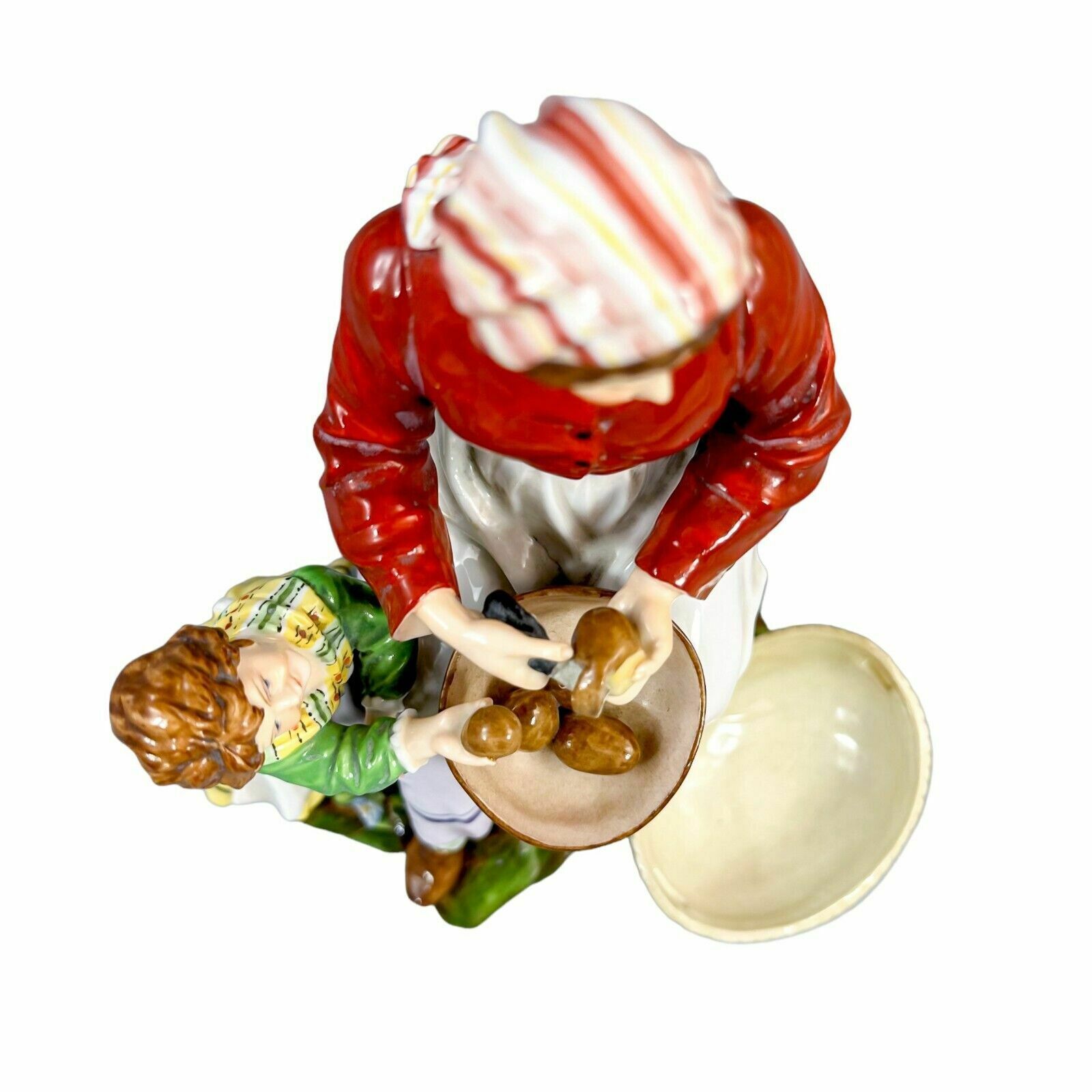 Antique German 1890's Thuringian Porcelain Figurine Of Woman Peeling Potatoes photo buy