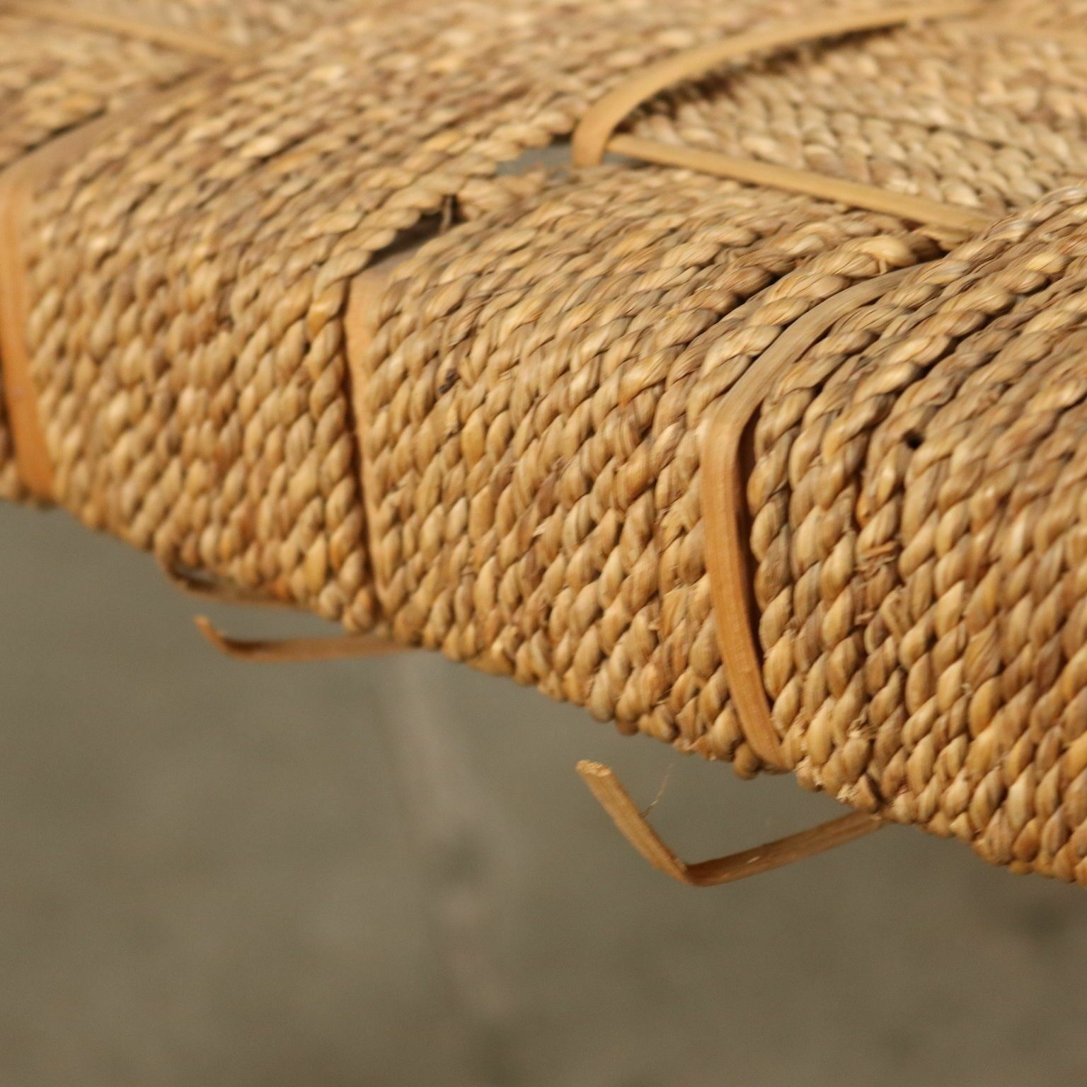 Pair Of Vintage 1950s Armchair Beech Woven Rope Italy photo vinterior