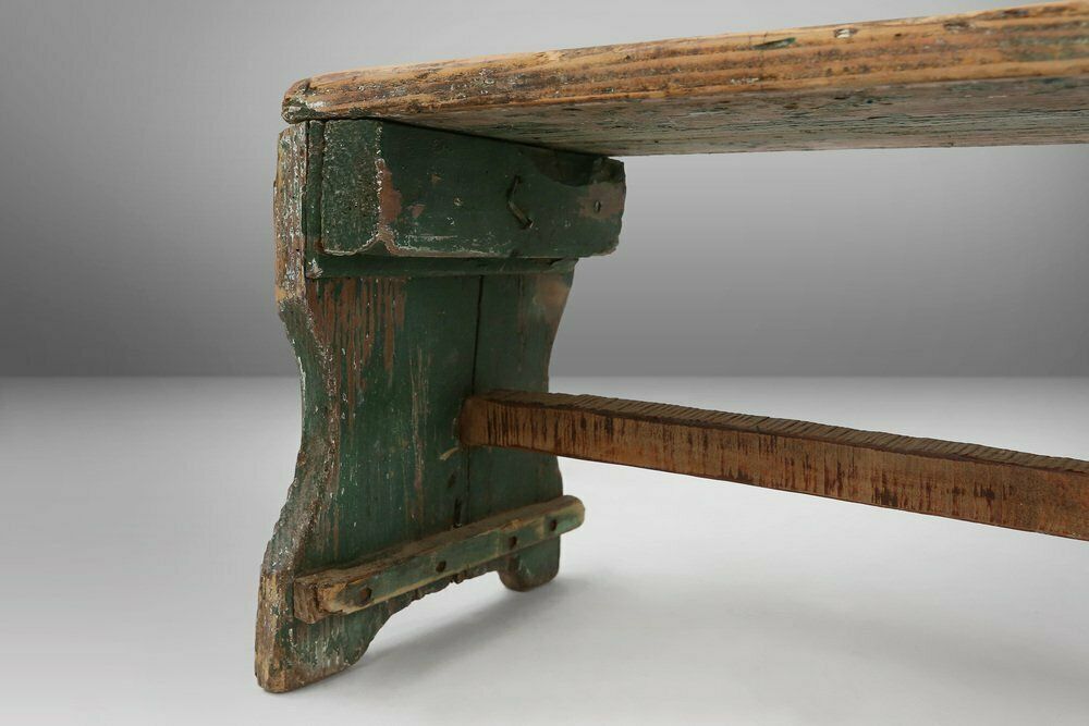 photo furniture Industrial Green Wooden Stool, France, 1900s