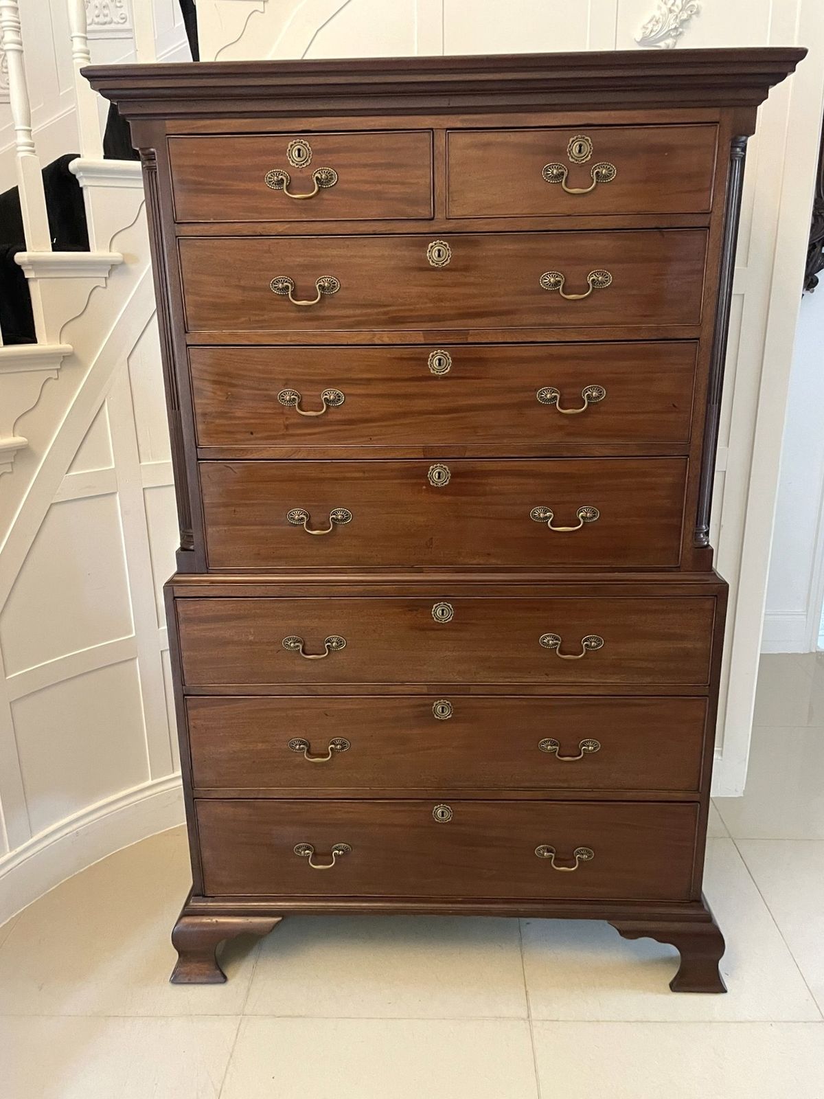Antique 18th Century  Mahogany Chest On Chest Of Drawers