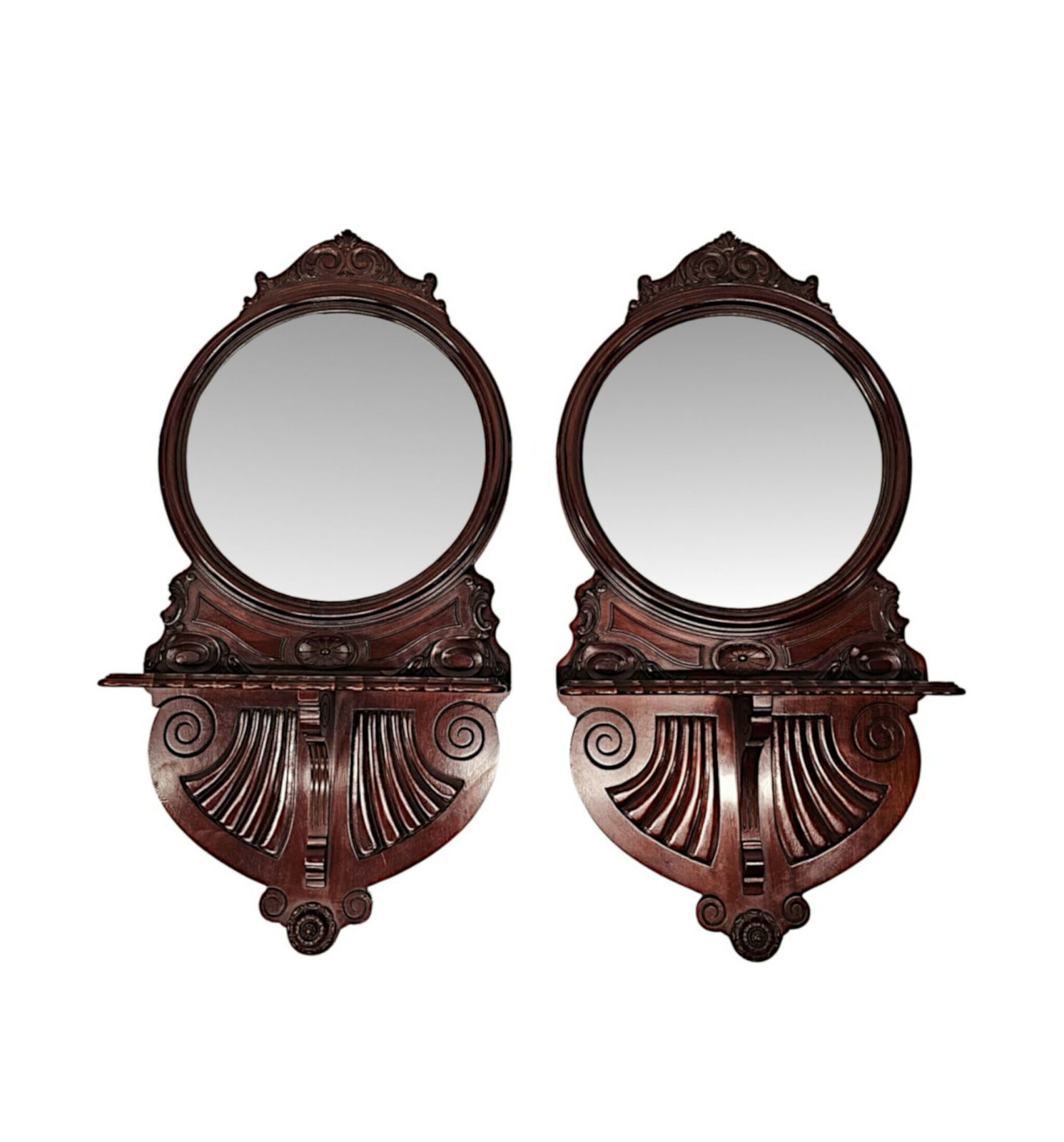 A Very Rare Pair Of 20th Century Mahogany Pier Mirrors