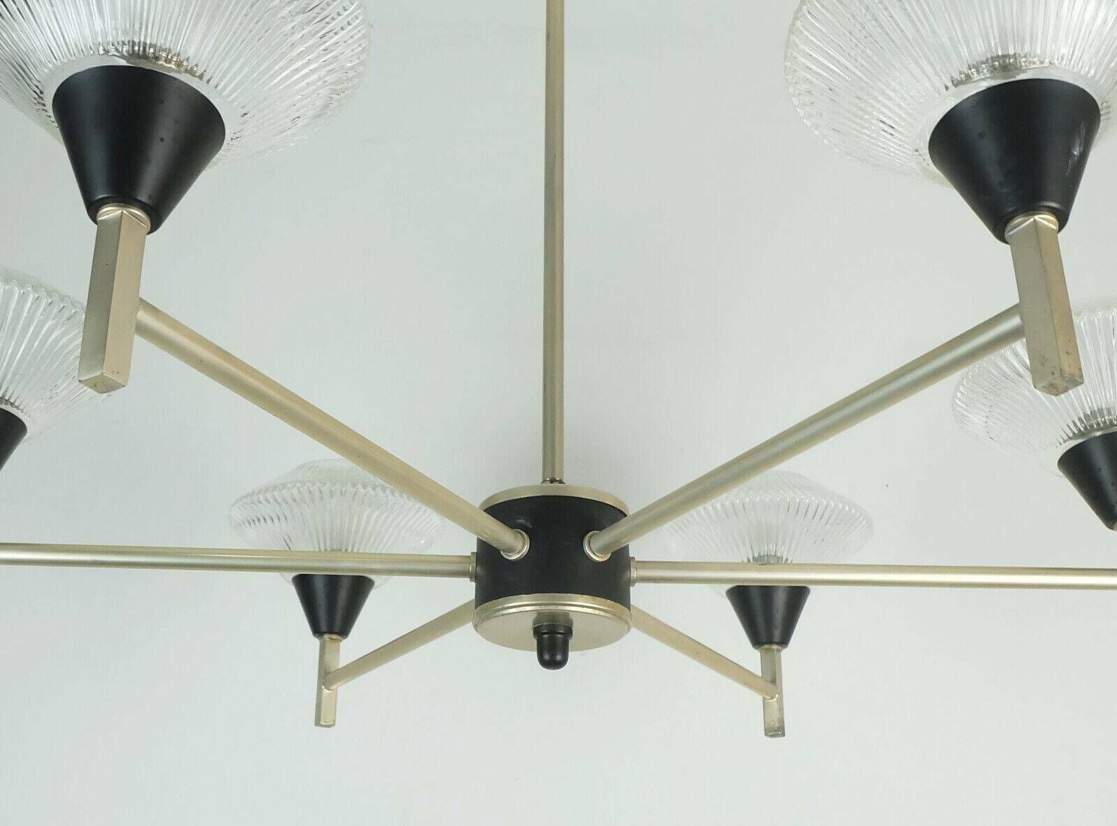 6 Light Chandelier In Glass, Aluminum And Metal, Early 1960s photo furniture