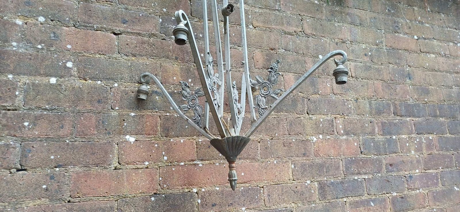 Superb European Grey Metal Art Deco Nouveau Pendant Light Fitting photo furniture