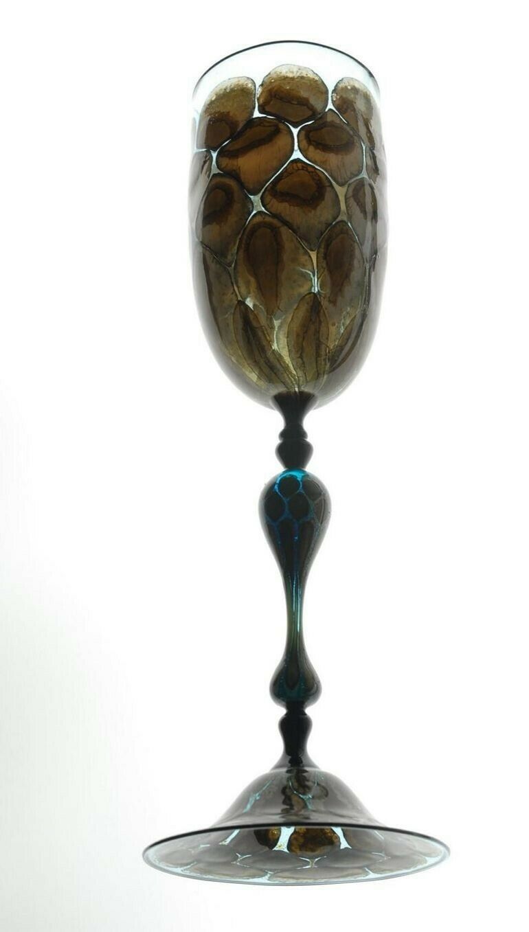 1800.0 Igor Balbi Murano Pauly Venice Pair Of Turtoise Murano Glass Goblets photo