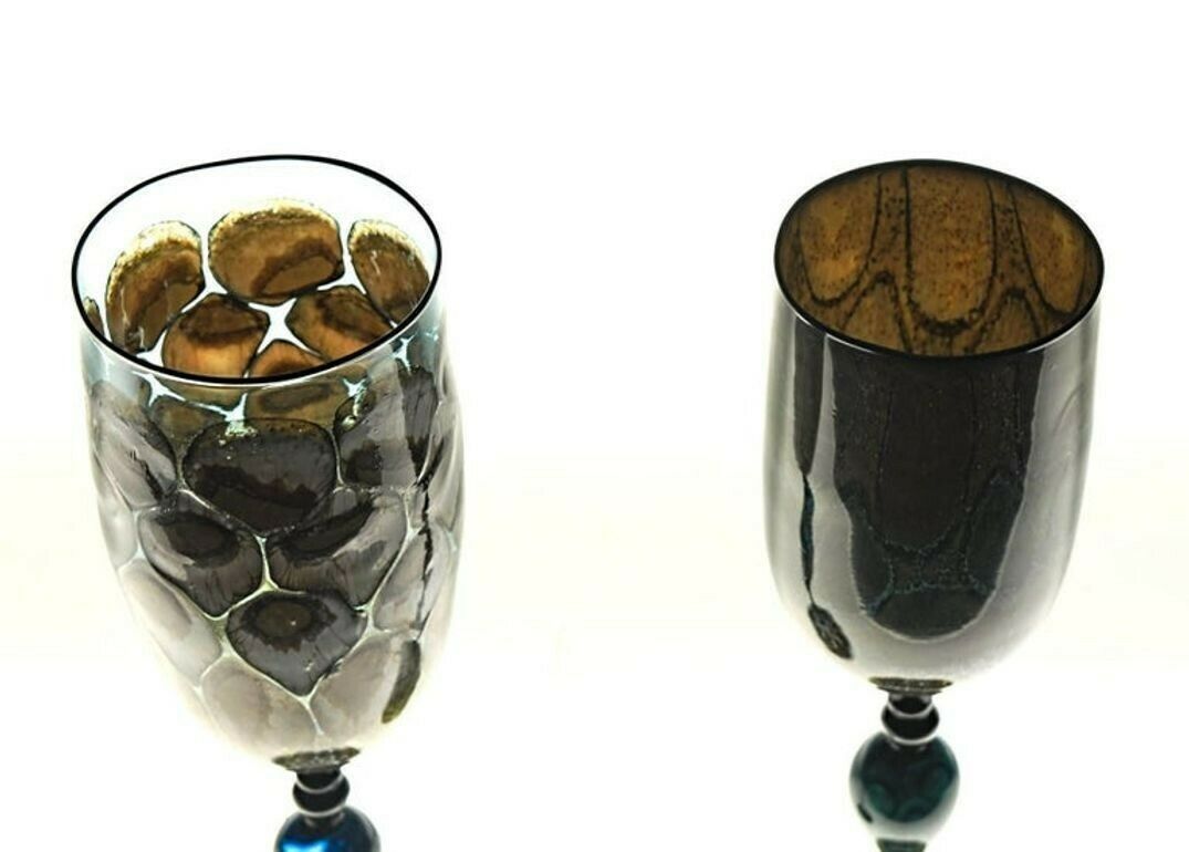 photo buy Igor Balbi Murano Pauly Venice Pair Of Turtoise Murano Glass Goblets